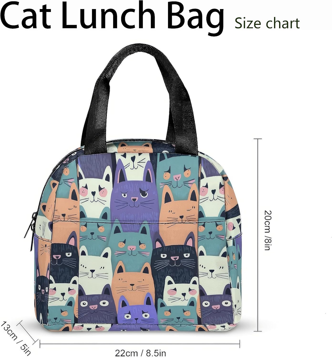 LUCYSMARSHOP – Lonchera para gatos pequeños para adolescentes, niñas, jóvenes y niñas para la escuela, simple y bonita, bolsa refrigeradora,