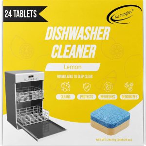 Air Jungles Tabletas limpiadoras de lavavajillas (24 unidades), aroma a limón, descalcificador de limpieza profunda, formuladas para limpiar la Air Jungles Tabletas limpiadoras de lavavajillas (24 unidades), aroma a limón, descalcificador de limpieza profunda, formuladas para limpiar la