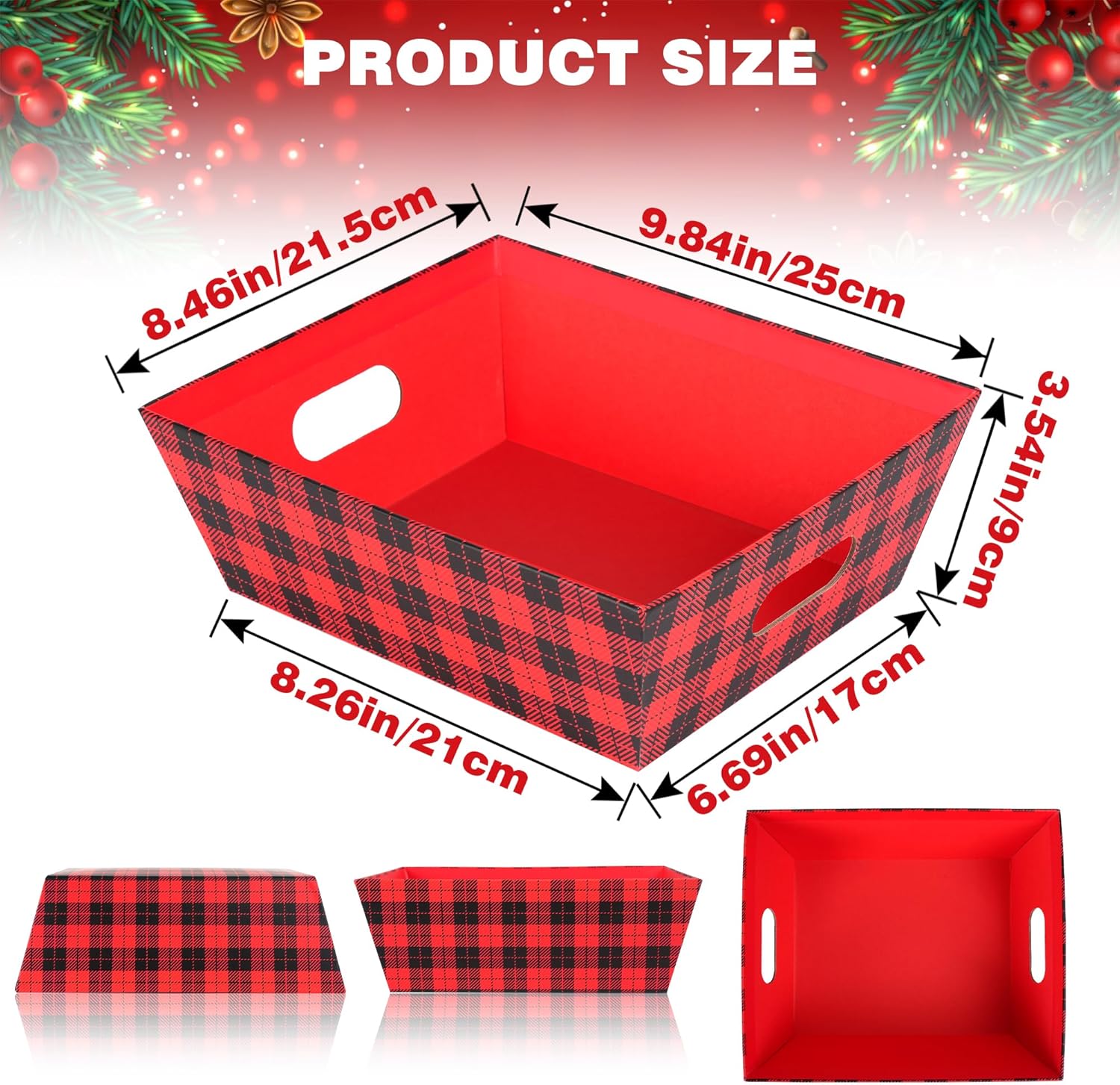 Kolewo4ever Juego de 36 cestas de Navidad de regalo de 8 x 10 pulgadas, cestas de regalo vacías para llenar con cesta vacía, bolsas de cesta, lazos