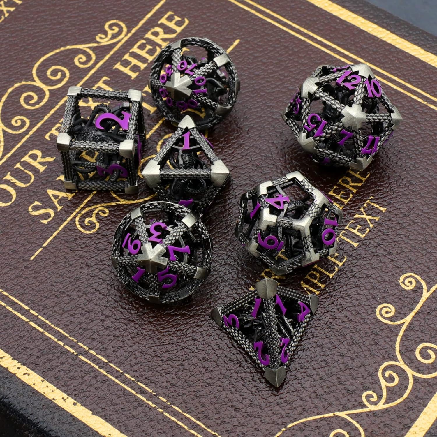 DND – Juego de dados poliédricos para Dungeons and Dragons, juego de rol de metal, dados D&D, dados HNCCESG Hollow Cthulhu, dados D y D para juegos
