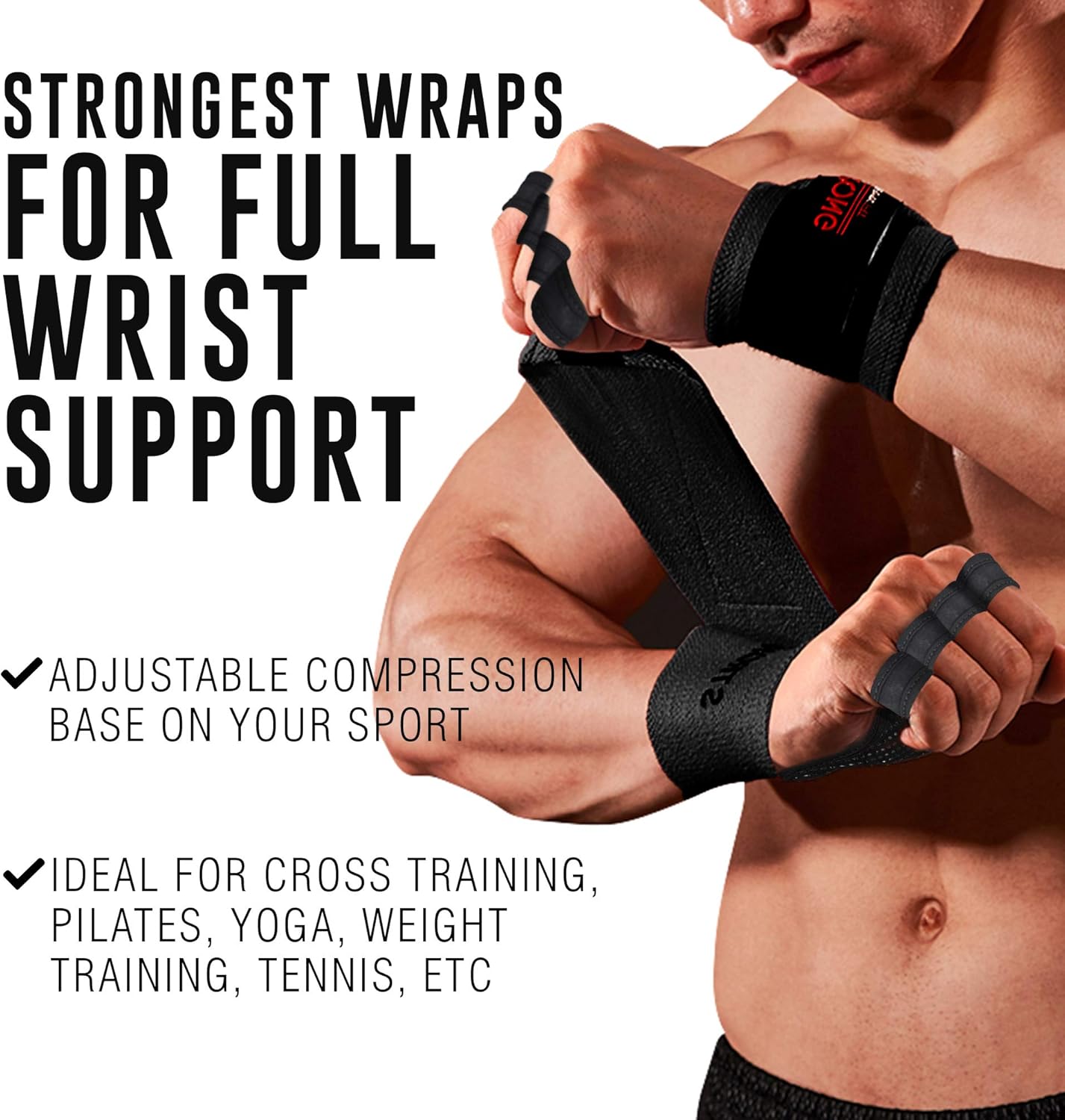 OHMY FIT Guantes de muñeca resistentes para hombre ideales para entrenamientos, gimnasio, peso muerto y crossfit con protección para la palma de la