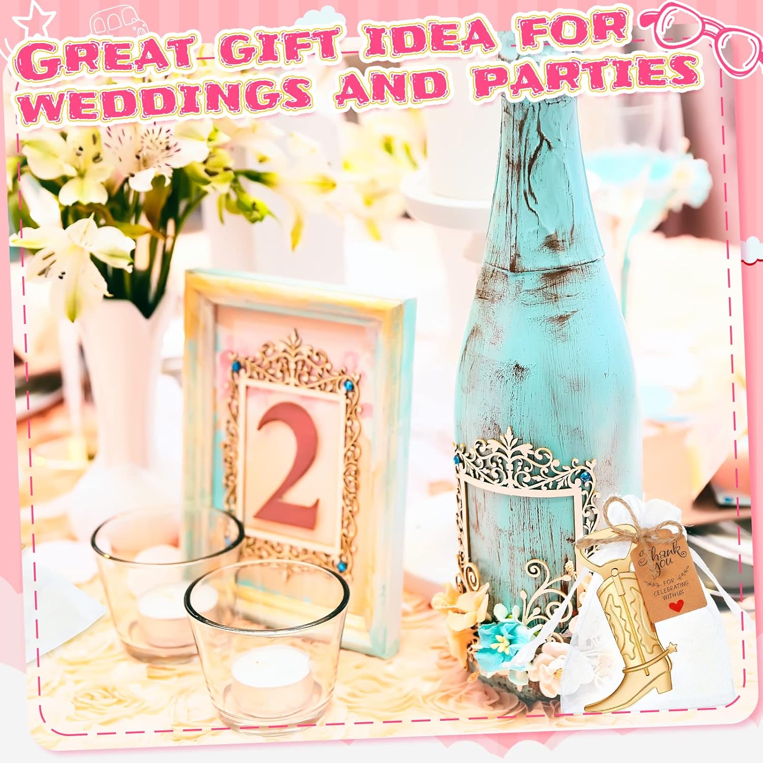 Meanplan Juego de 251 abridores de botellas para botas vaqueras, regalos de fiesta de boda del oeste, incluye abridores de botellas de cerveza de
