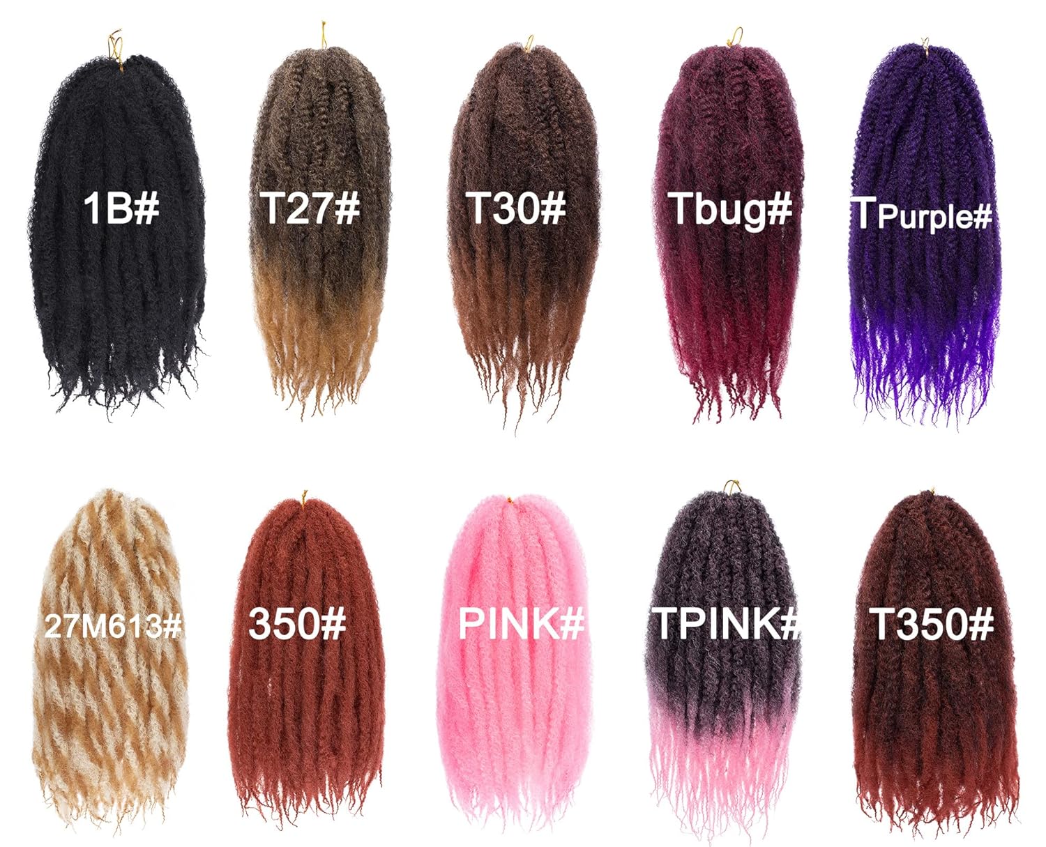 ZRQ 8 paquetes de cabello trenzado con rizos Marley Morados, 18 pulgadas, cabello afro rizado Marley Twists, cabello rizado suave (púrpura, 8