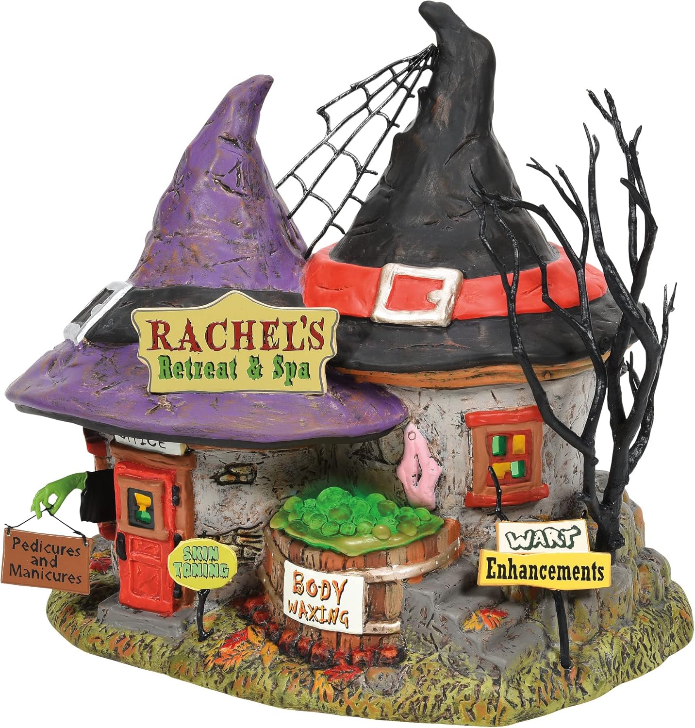 Department 56 Snow Village Halloween Rachel’s Witch Retreat and Spa – Edificio iluminado, 8.58 pulgadas, multicolor
