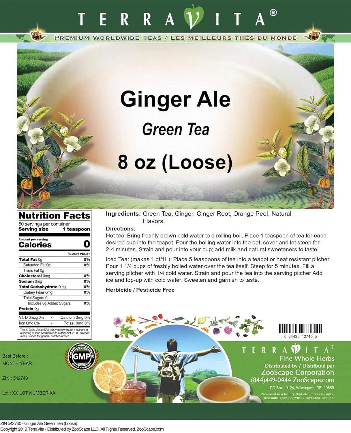 Ginger Ale Té Verde (Suelto) (8 oz, ZIN 542740)