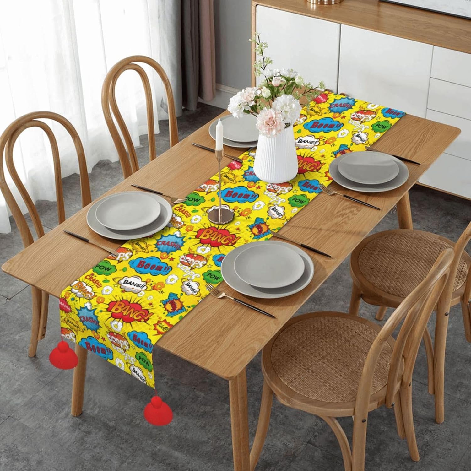 Strange Graffiti Christmas Table Runner Dining Table Decor Christmas Decorations Indoor Home Decor Christmas Table Runners Xmas Navidad Decoracion