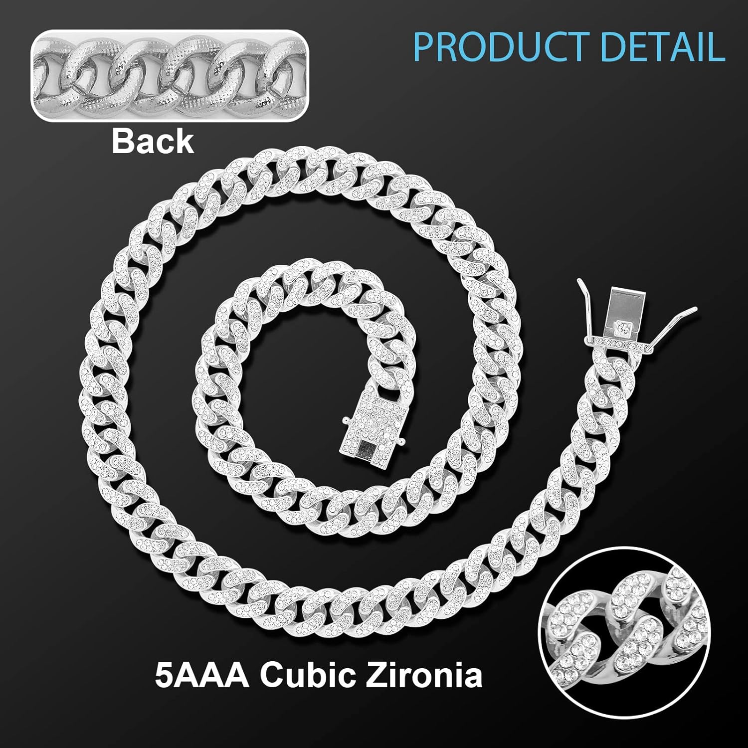 Collar cubano de cadena para perro con diseño de hebilla segura, collar de cristal cubano para mascotas, accesorios para perros pequeños, medianos y