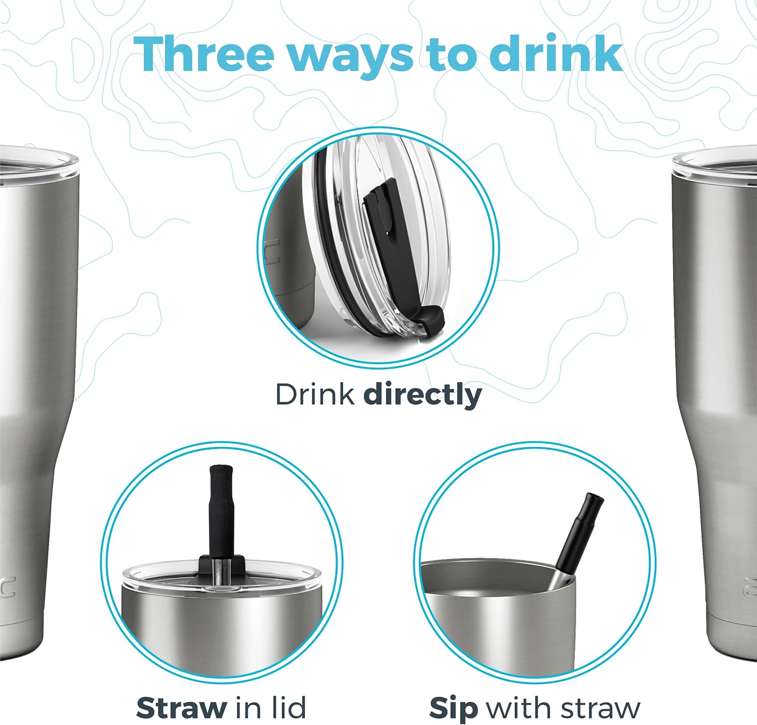 Arctic Tumblers Vaso con aislamiento solar toscano de 30 onzas con popote y limpiador, mantiene la temperatura hasta 24 horas, tapa a prueba de