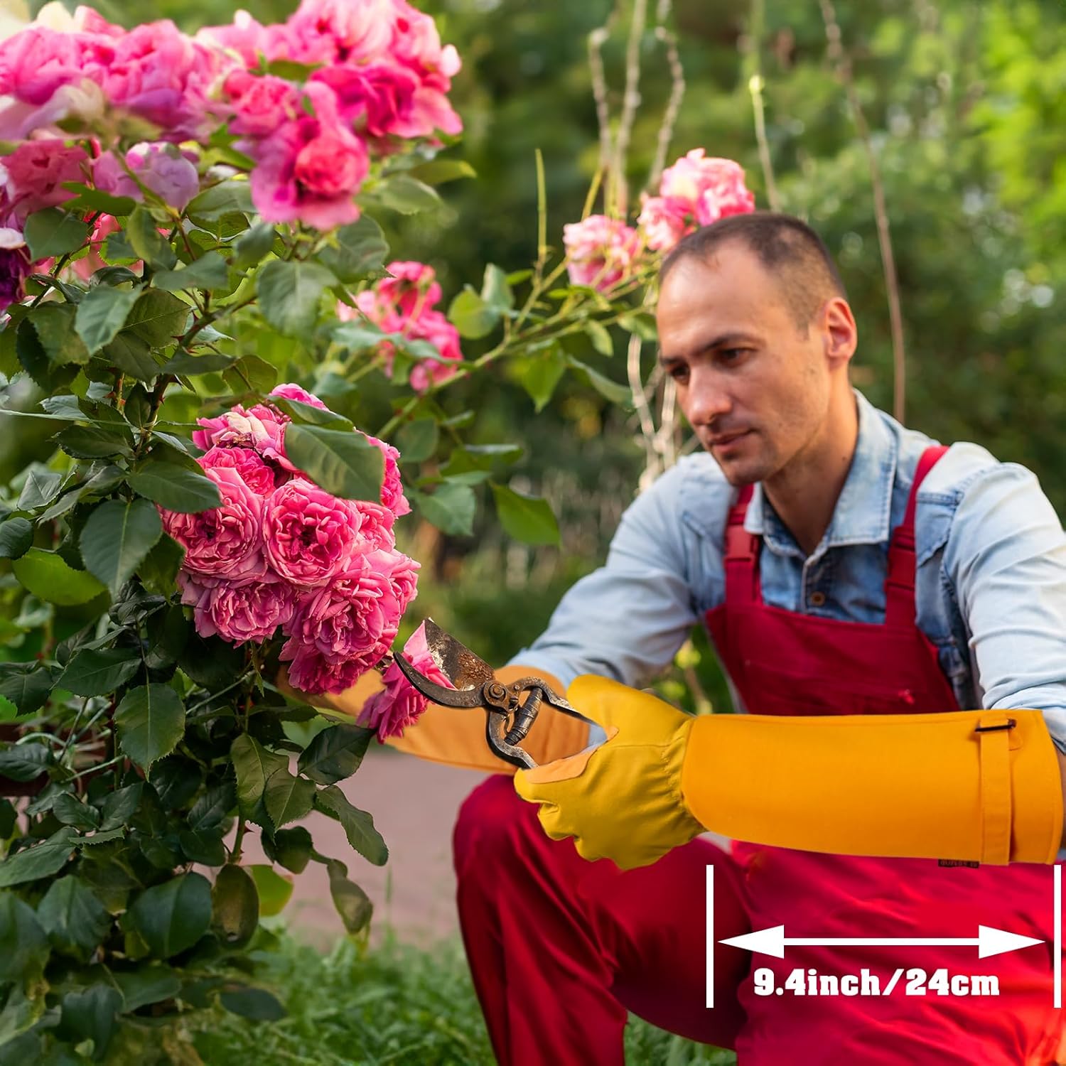 SLARMOR Guantes largos de jardinería para mujereshombres, guantes de poda de rosas resistentes a prueba de espinas