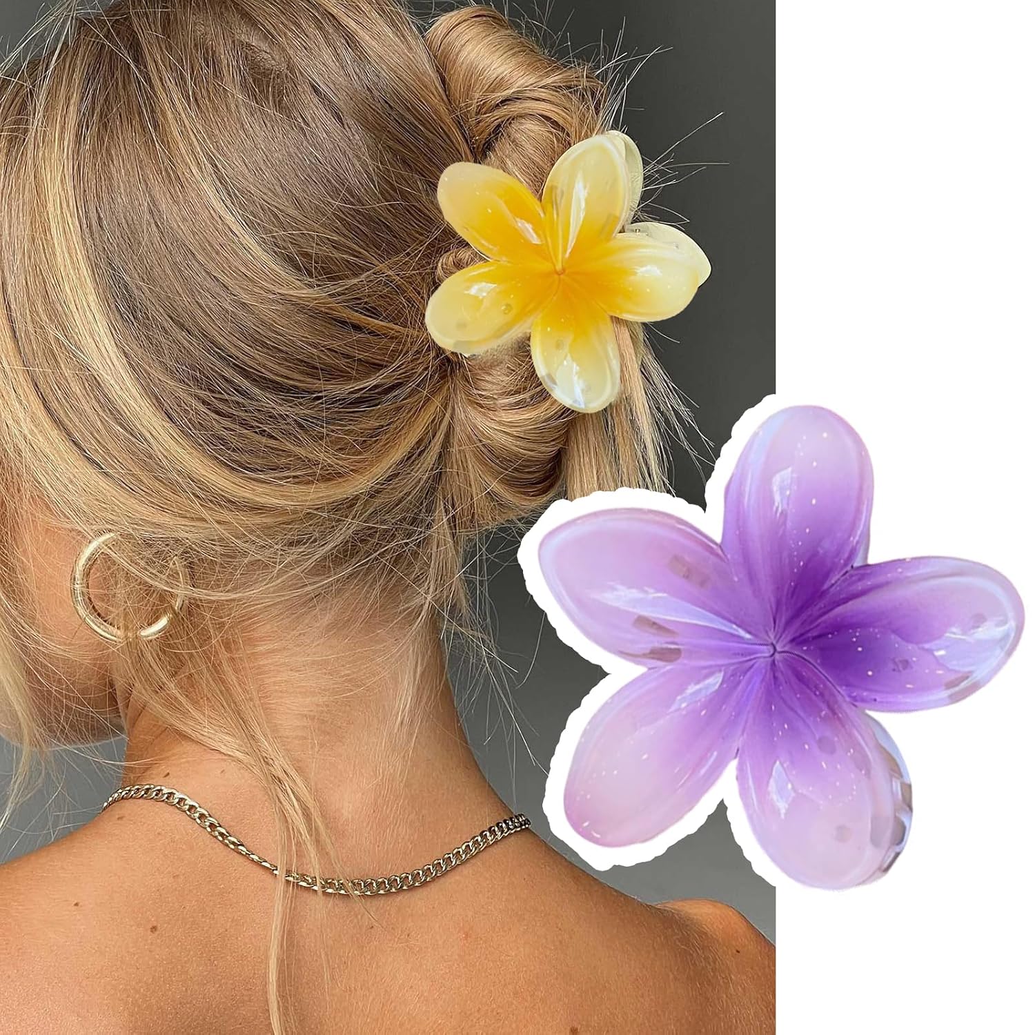 Pinzas de pinza de flores, paquete de 8, 4 unidades, 1 paquete de pinzas para el cabello para mujer, pinzas grandes antideslizantes de flores