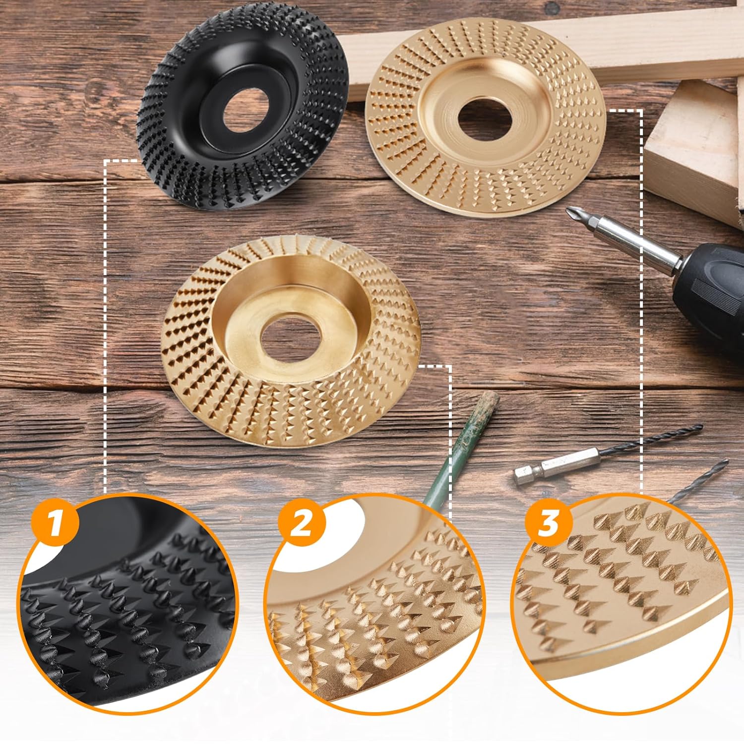 Loyala Juego de discos de tallado de madera para amoladora angular de 4 o 4 12 pulgadas con eje de 58 pulgadas, disco de moldeo para corte de