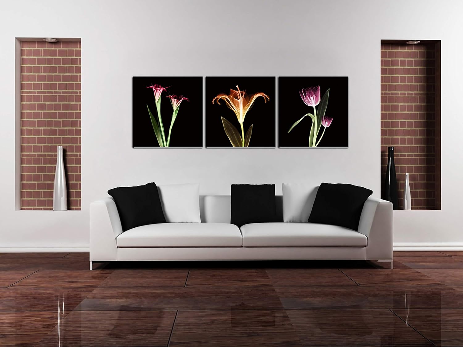 Chic Home Decor Tropical – Juego de 3 piezas de lienzo envuelto para pared, arte para la pared, impresión giclée, moderno, multicolor, diseño