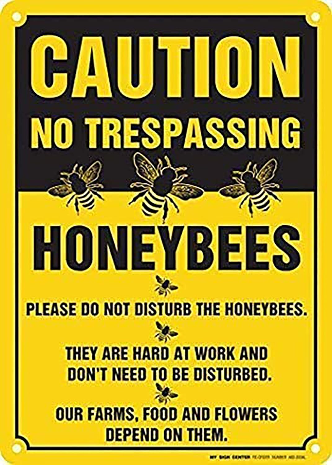 Vincenicy Letrero de aluminio de hojalata  No Trespassing Honeybees at Work  Libre de óxido con protección UV resistente a la intemperie 8 x 12