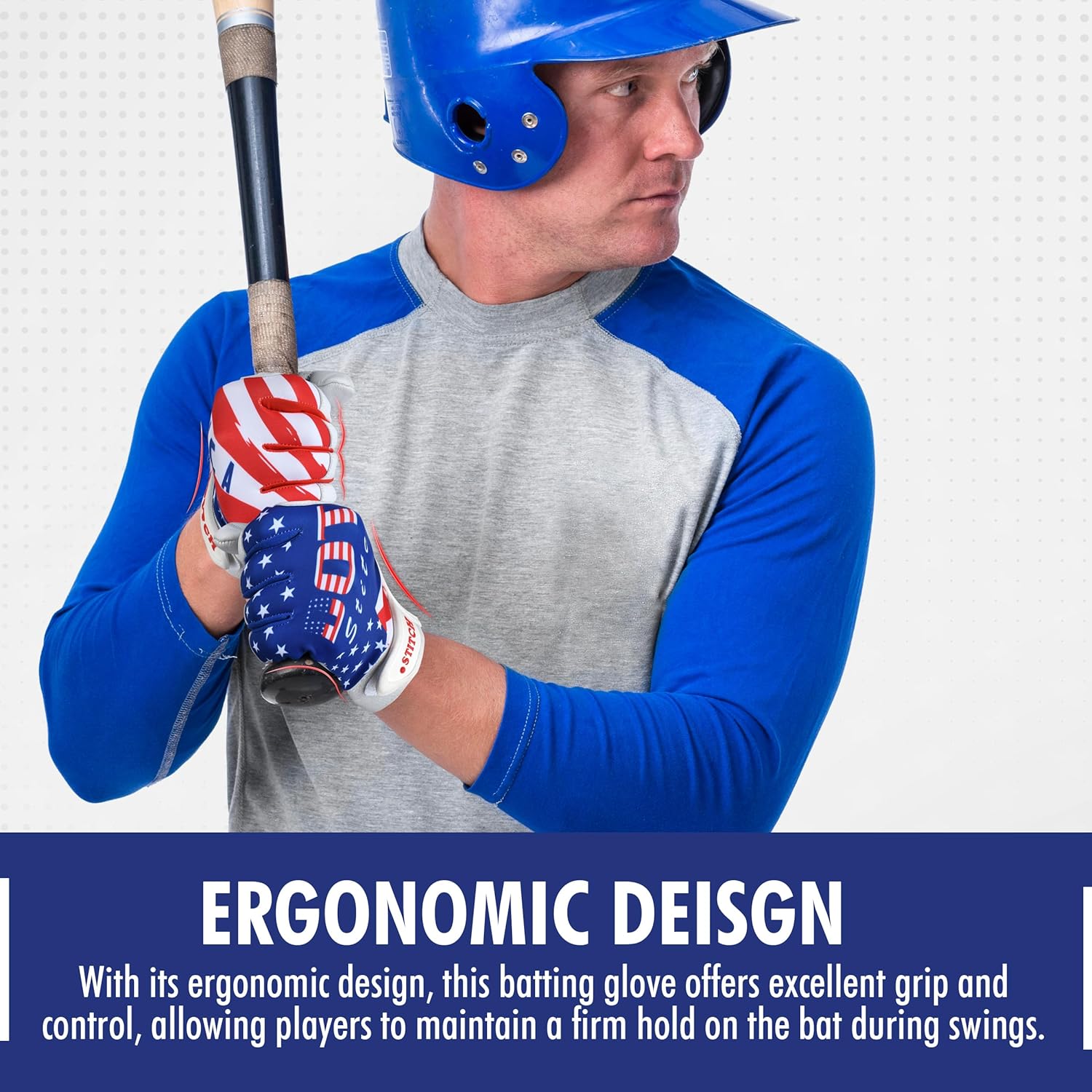 Guantes de bateo de sóftbol, guantes de bateo de béisbol con bandera estadounidense, guantes de bateo para hombres, guantes de bateo de béisbol con
