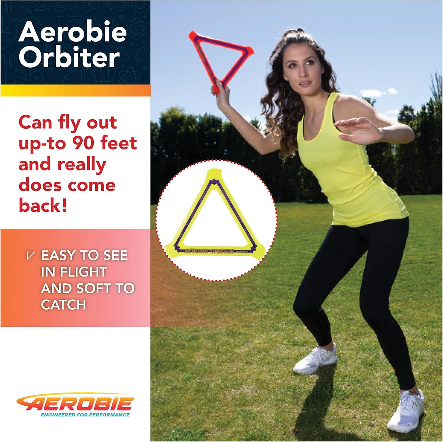 Aerobie Orbiter Bumerang de alto rendimiento, 11.5 pulgadas, amarillo