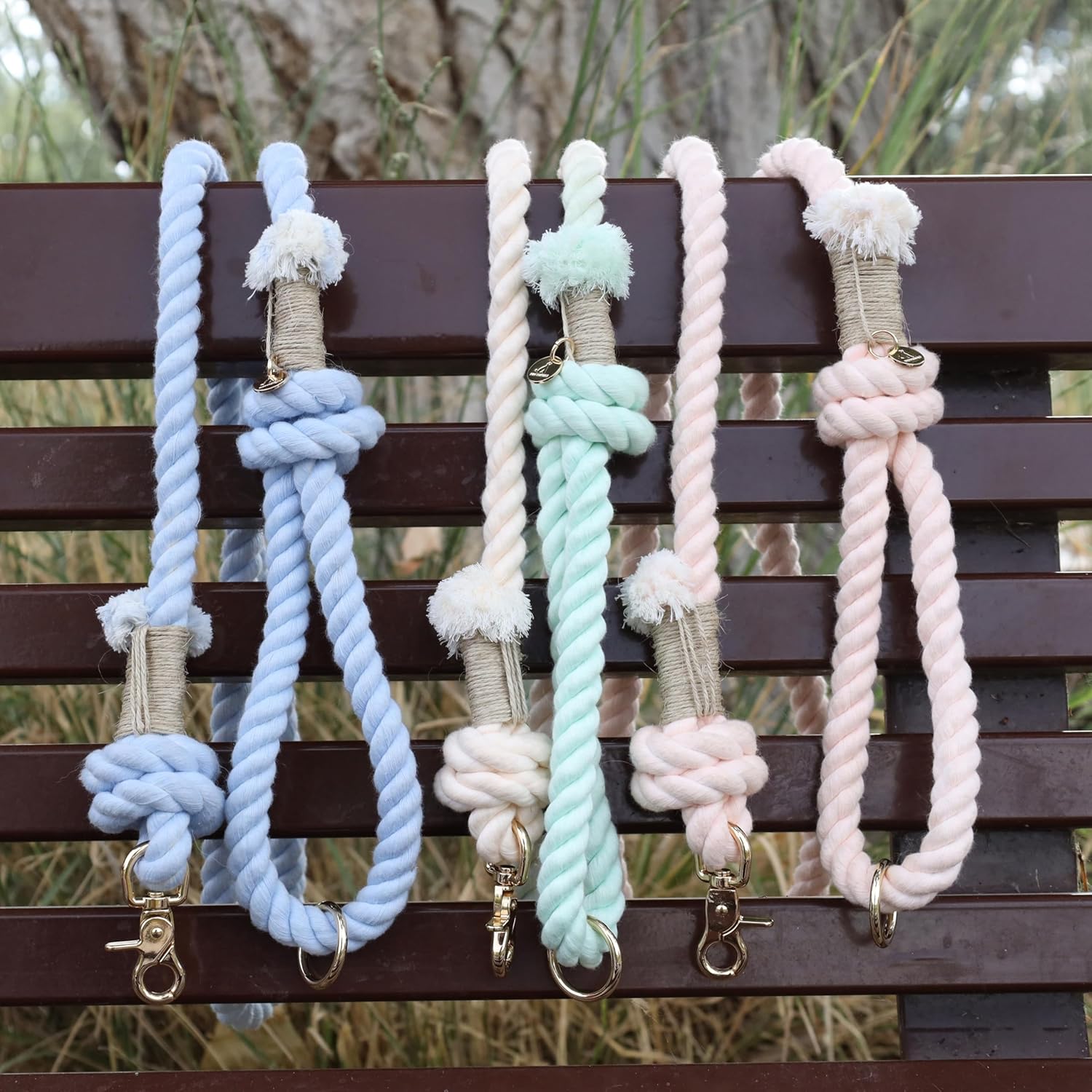 Correa de cuerda de algodón orgánico de alta calidad para perros medianos y grandes, elegante trenzada y duradera, perfecta para razas