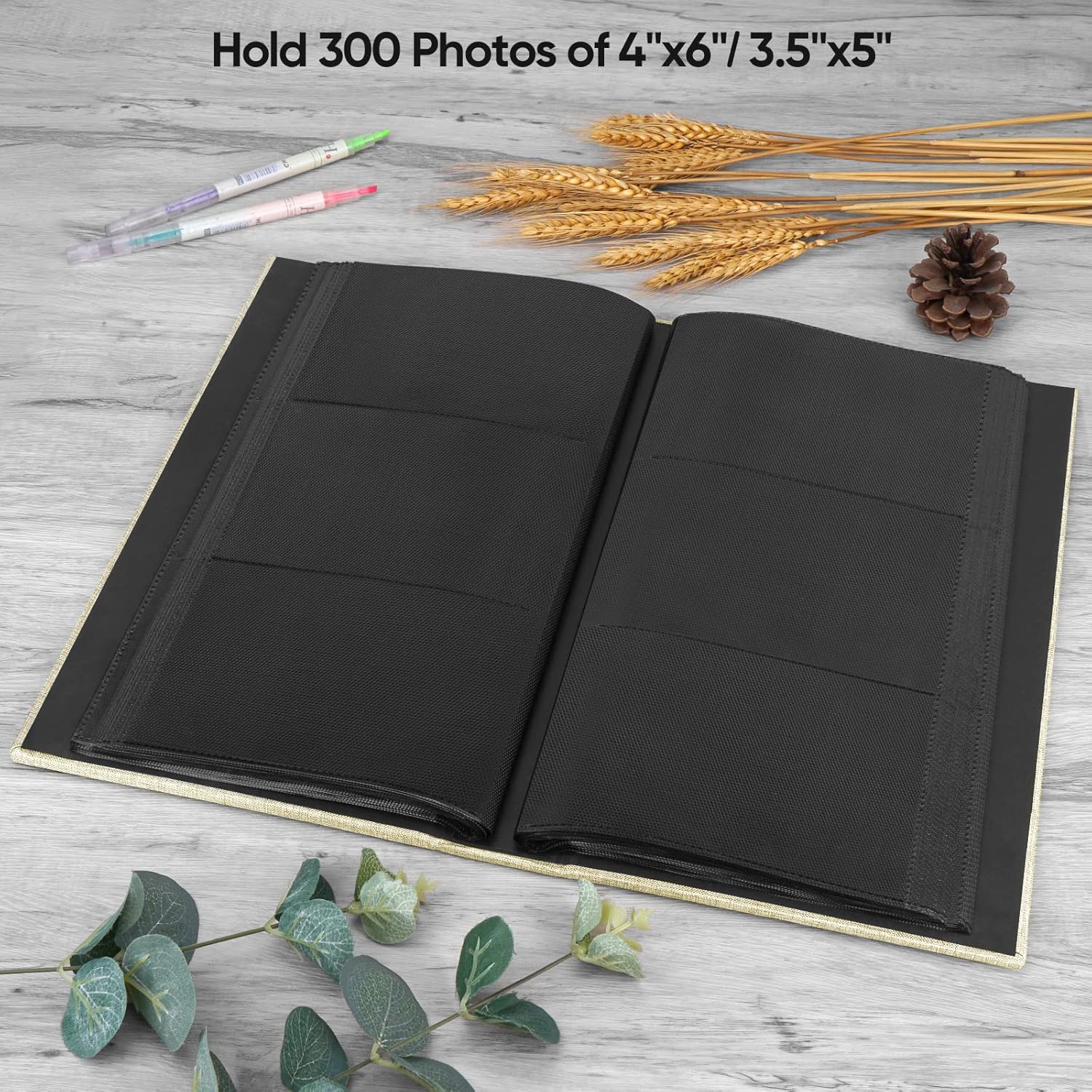 Álbumes de fotos de 4 x 6, álbum de fotos con cubierta de lino con capacidad para 300 bolsillos, álbumes de fotos grises para fotos de 4 x 6