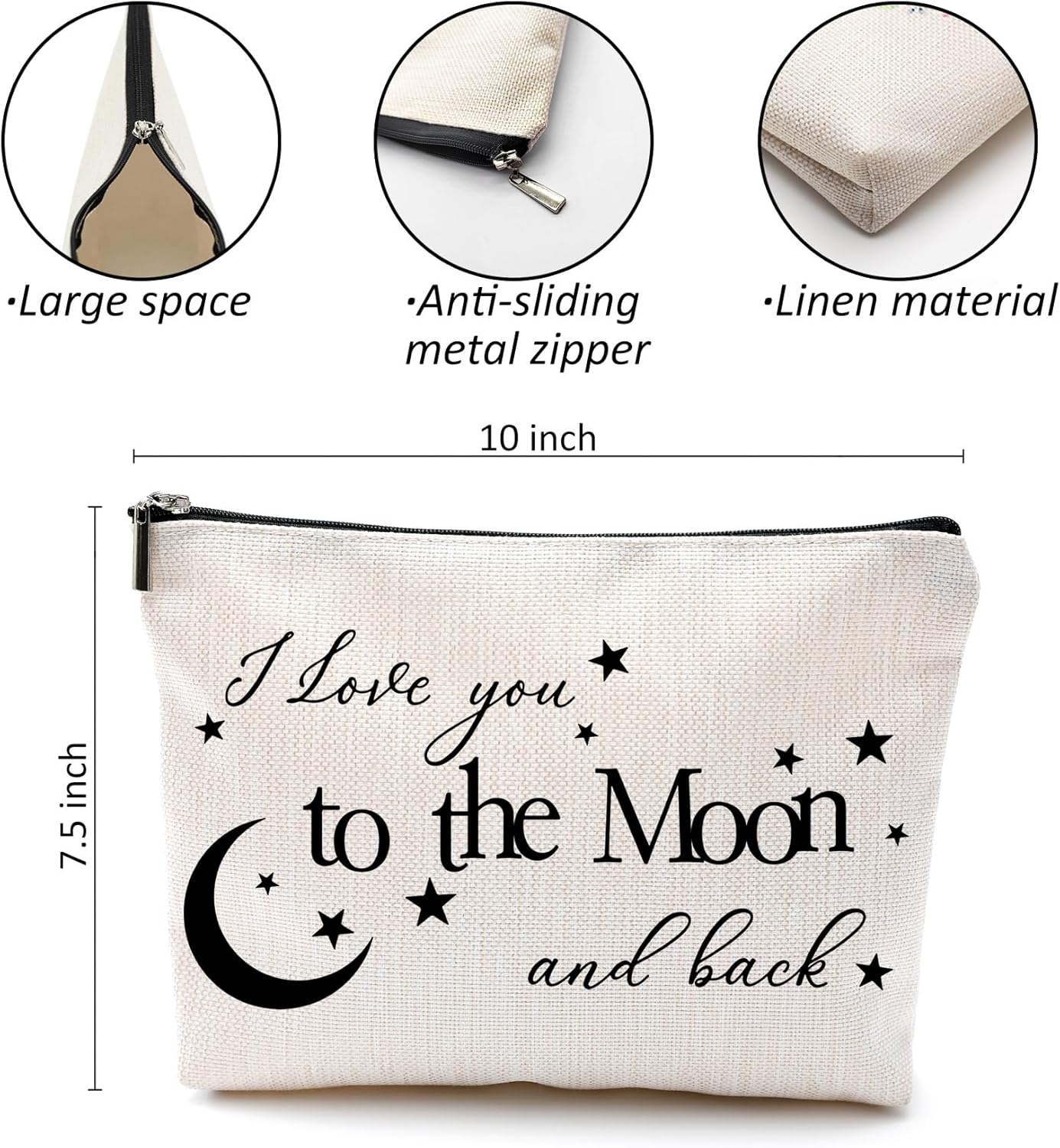 Bolsas de maquillaje para mujer, bolsa de maquillaje de amor, regalos con texto en inglés “I Love You”, bolsa de cosméticos blanca para mujeres,