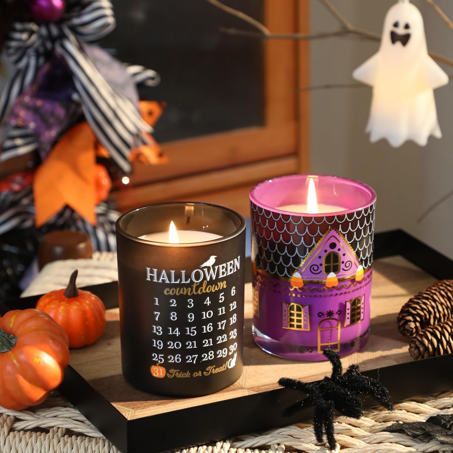 Vela perfumada de Halloween de 10 onzas, tarro de cera de soja, vela prémium para el hogar