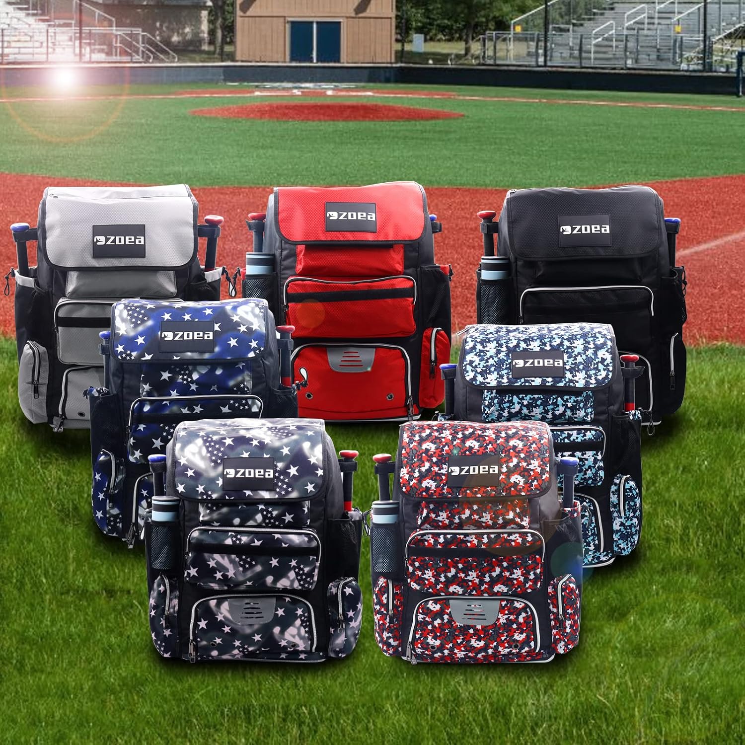 ZOEA Paquete de bates expandible súper grande, mochila de bolsa de bate de béisbol, equipo de T-Ball y softbol y equipo para adultos, gran capacidad