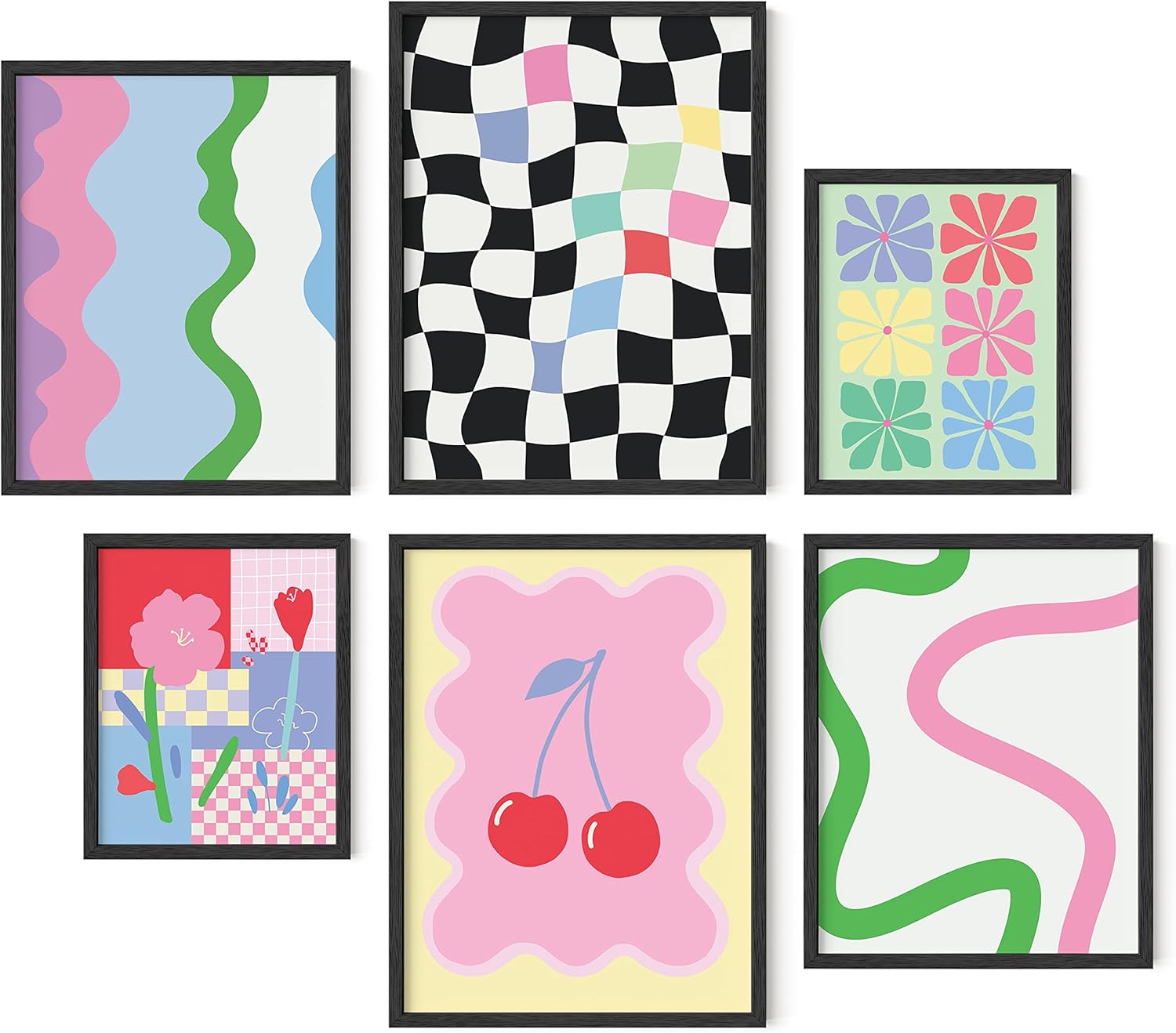HAUS AND HUES Pósteres daneses en colores pastel  Juego de 6 pósteres de color rosa pastel, imágenes pastel coloridas para pared, bonitos carteles