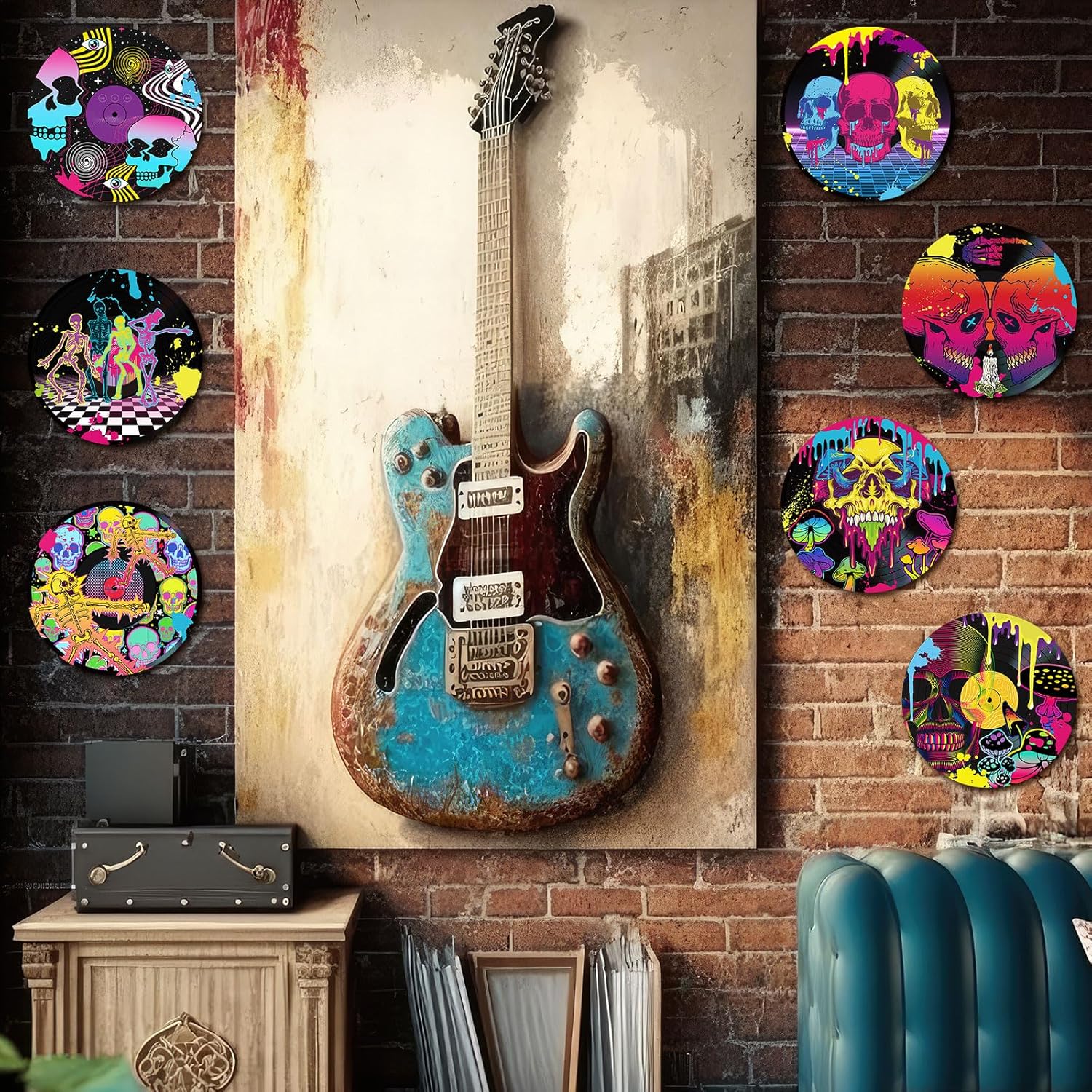 35 piezas de decoraciones de fiesta de música rock and roll de los años 50, 7 pulgadas, carteles de decoración de pared, carteles de decoración de