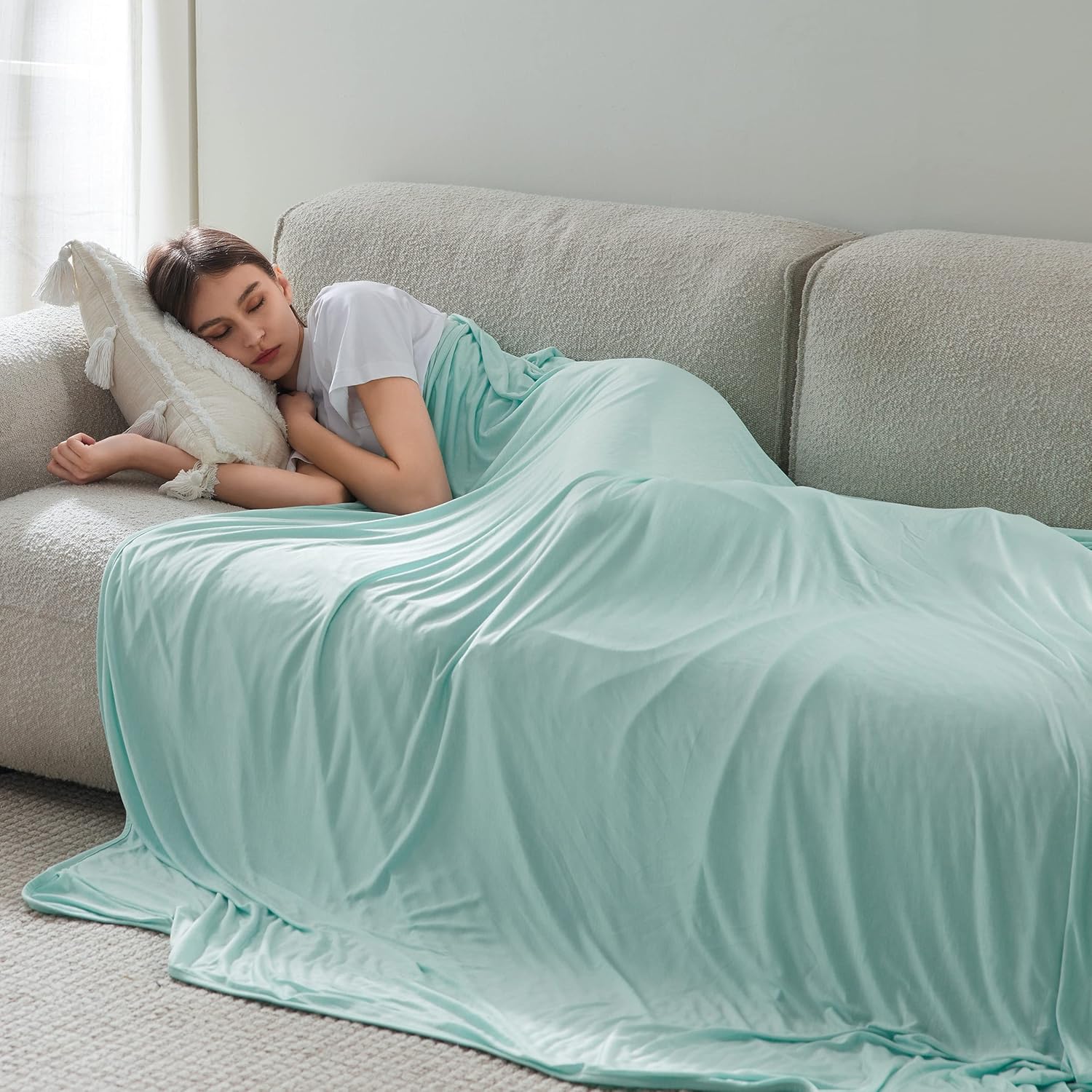 Bedsure Breescape – Manta refrescante tamaño queen para durmientes acalorados, ligera y fresca para el verano, con rayón derivado del bambú, manta