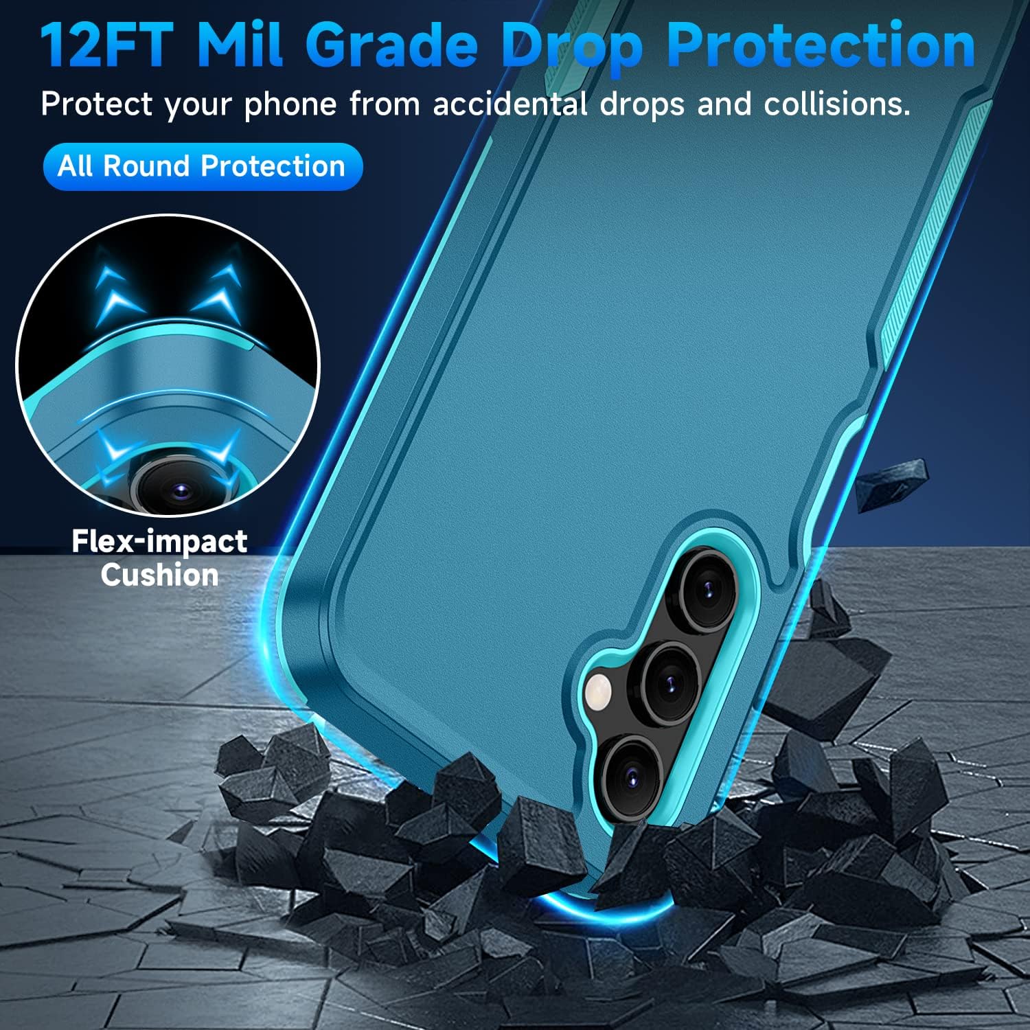 SunRemex Funda 3 en 1 para Samsung Galaxy A14 5G con protector de pantalla de vidrio templado y protector de lente de cámara, funda para Samsung A14