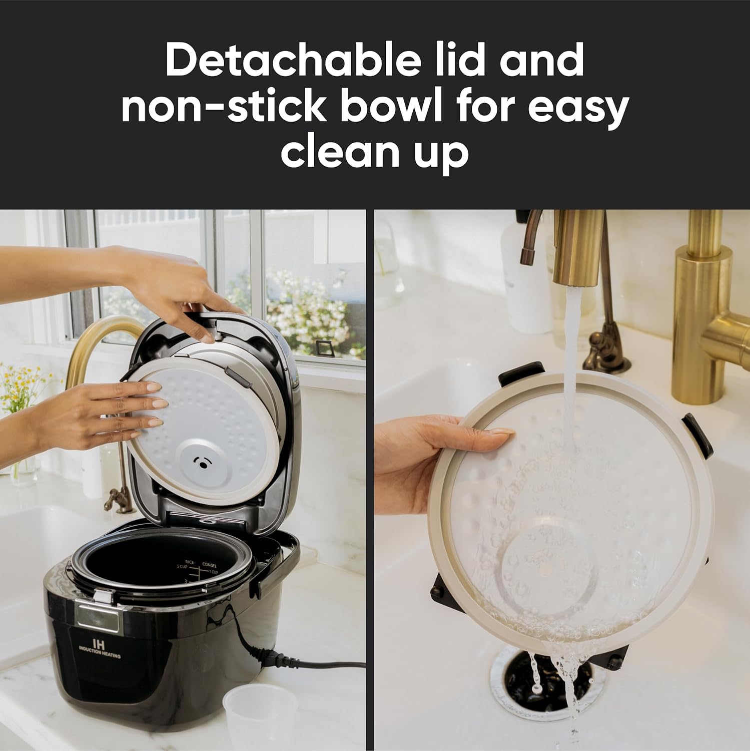 Tartle Kitchen IH103 – Olla arrocera y calentador de calor por inducción a presión, 6 tazas, estilo japonés, tecnología IH con vaporizador (1.5 L)