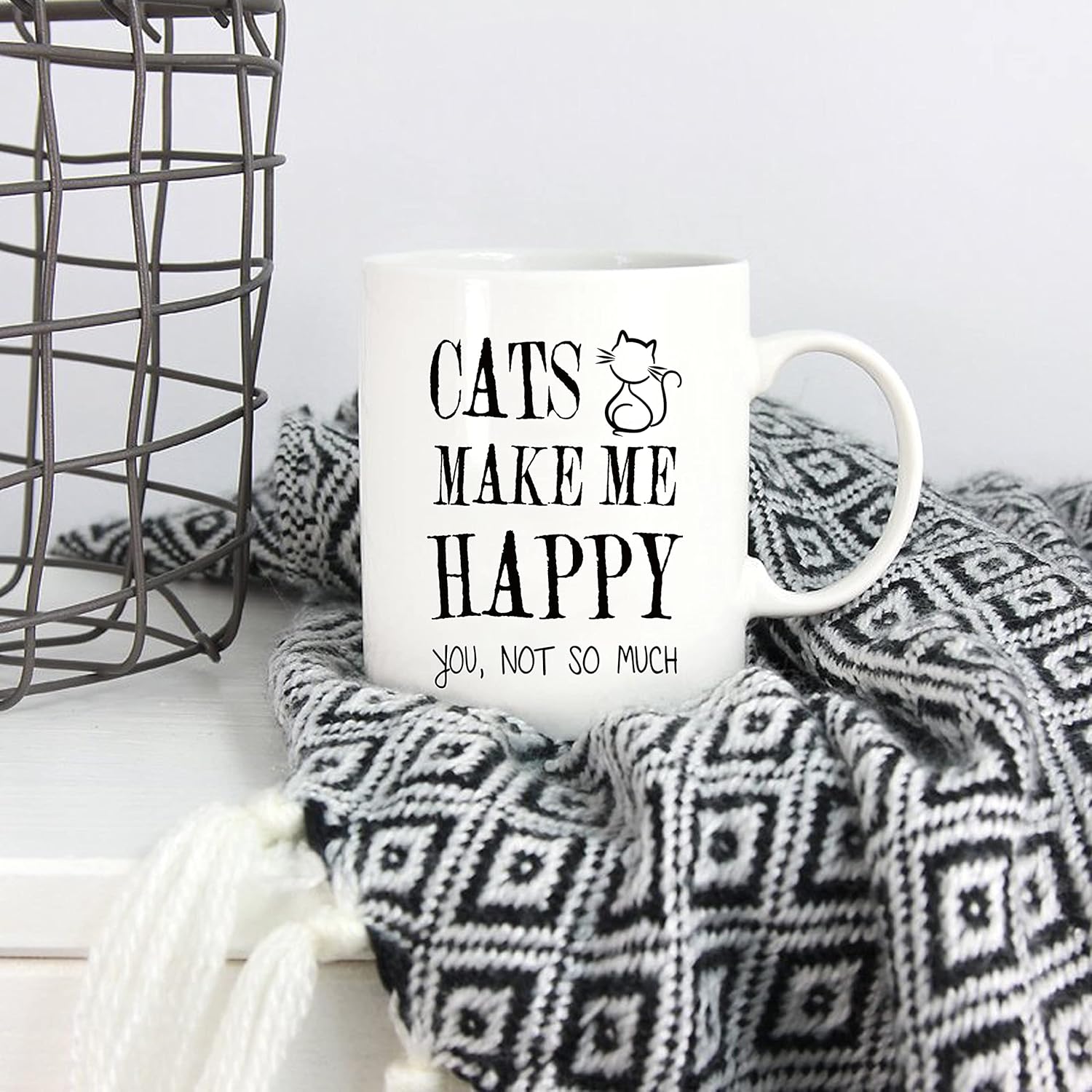 5Aup Divertida taza de café con diseño de gato para amantes de los gatos, gatos me hacen feliz, no much tazas, regalos de Navidad para gatos,