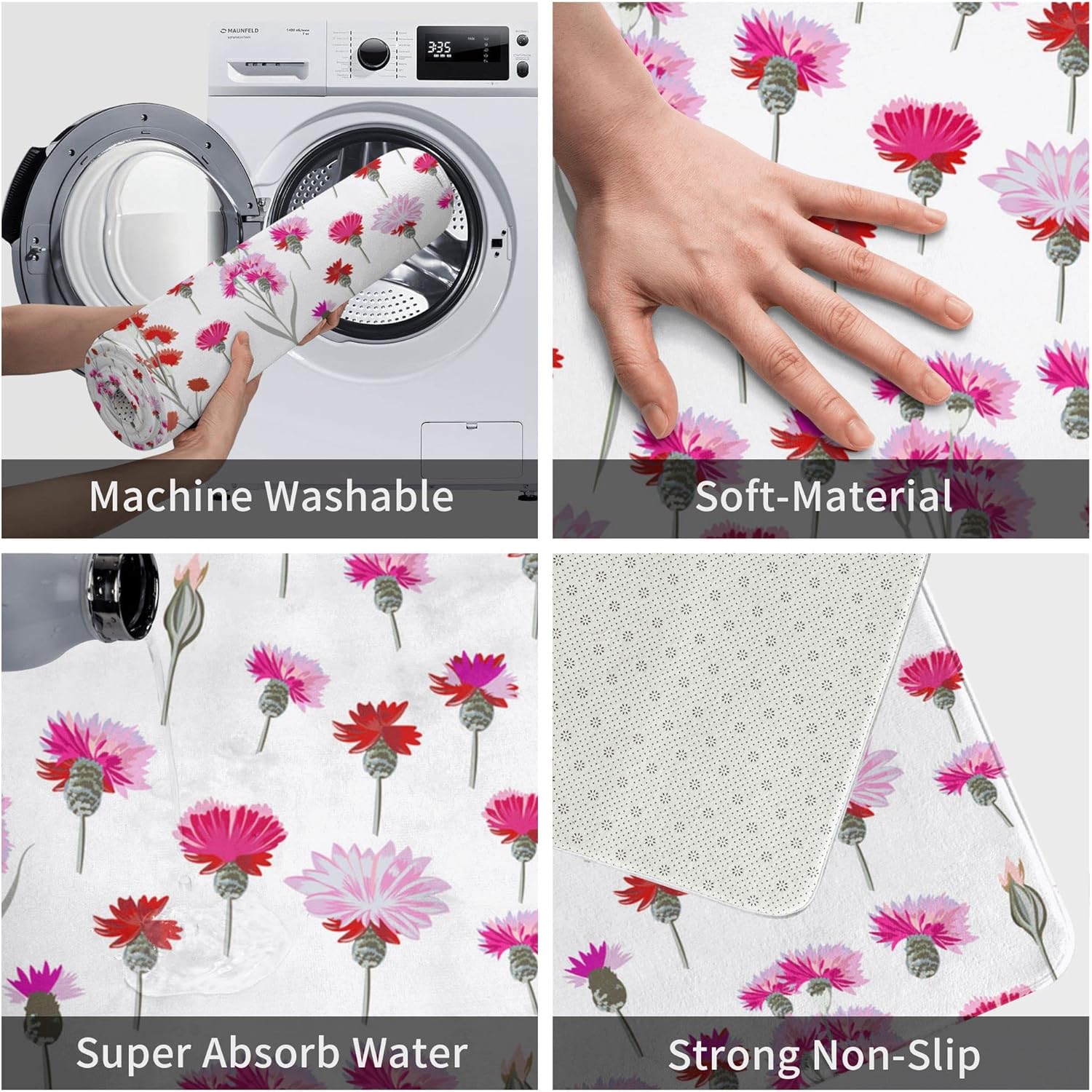Tapete para interior con diseño de girasoles, tapete para baño, antideslizante, lavable, absorbente, decoración del hogar para cocina, estilo
