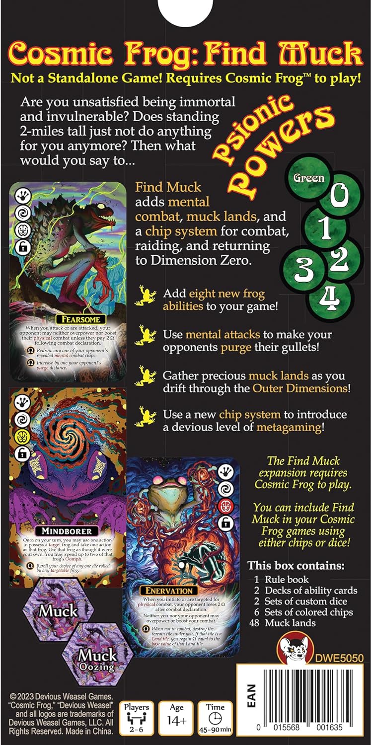 Devious Weasel Games Cosmic Frog Find Muck Expansion – Juegos de comadreja desviada, añade combate mental, tierras y sistema de chips, edades