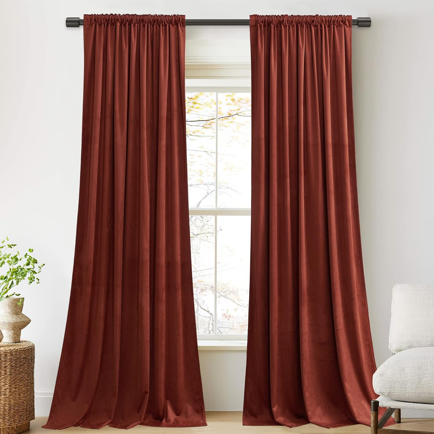 StangH – Cortinas opacas de terciopelo para teatro, dormitorio, privacidad con aislamiento térmico, para Media Cafe, 52 x 90pulgadas, 2paneles,