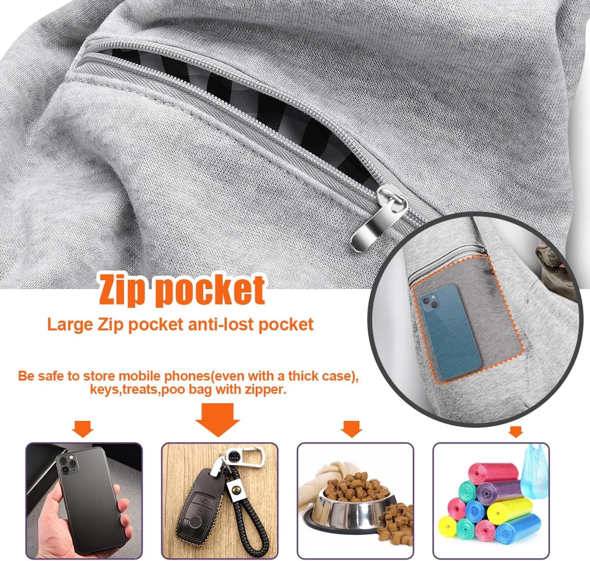 TOMKAS – Transportador para perros pequeños con bolsillo extra para almacenamiento con bolsillo adicional de almacenamiento