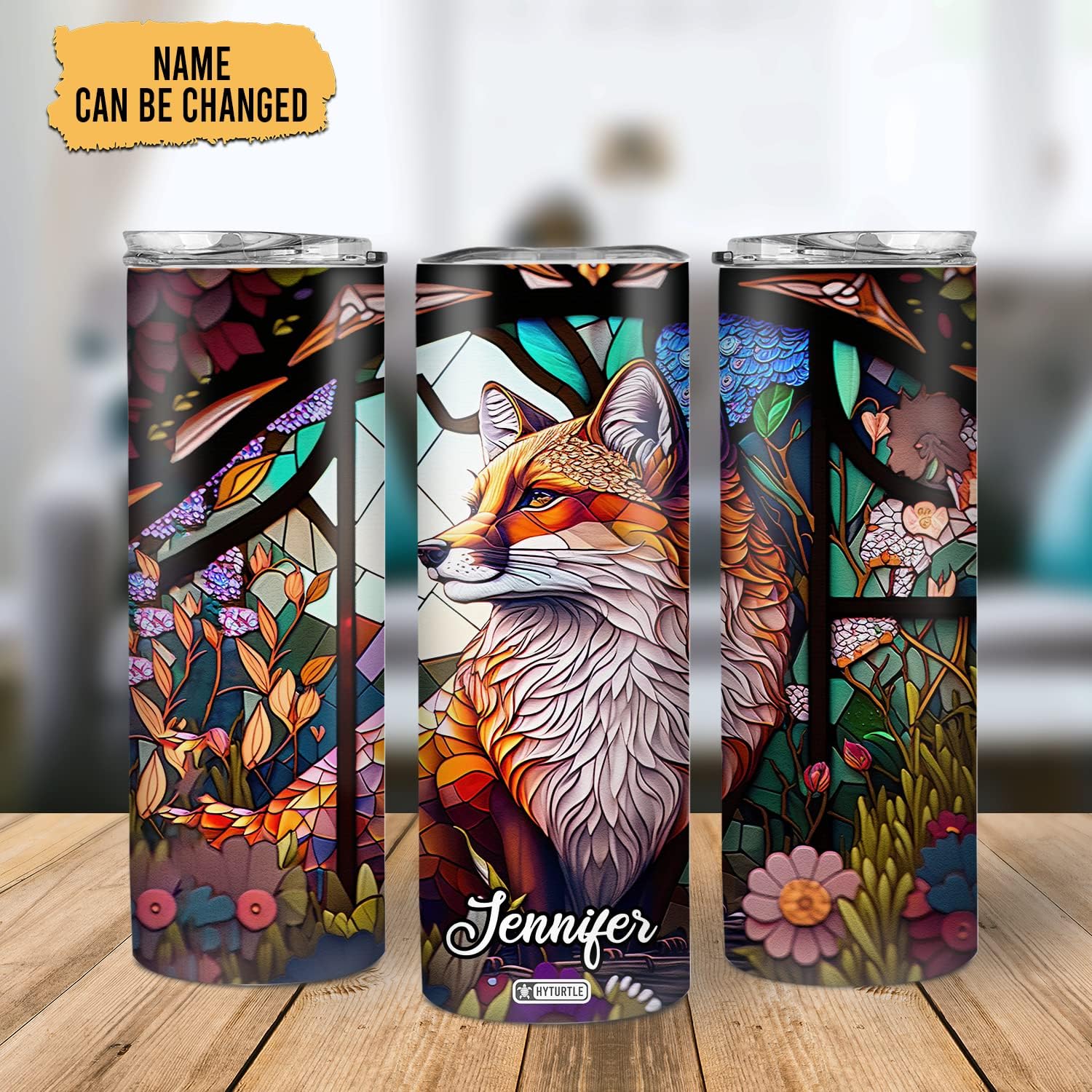 Hyturtle Vaso delgado de zorro personalizado, regalos de cumpleaños, día de la madre para amantes de los zorros, regalos de zorro para mujeres,