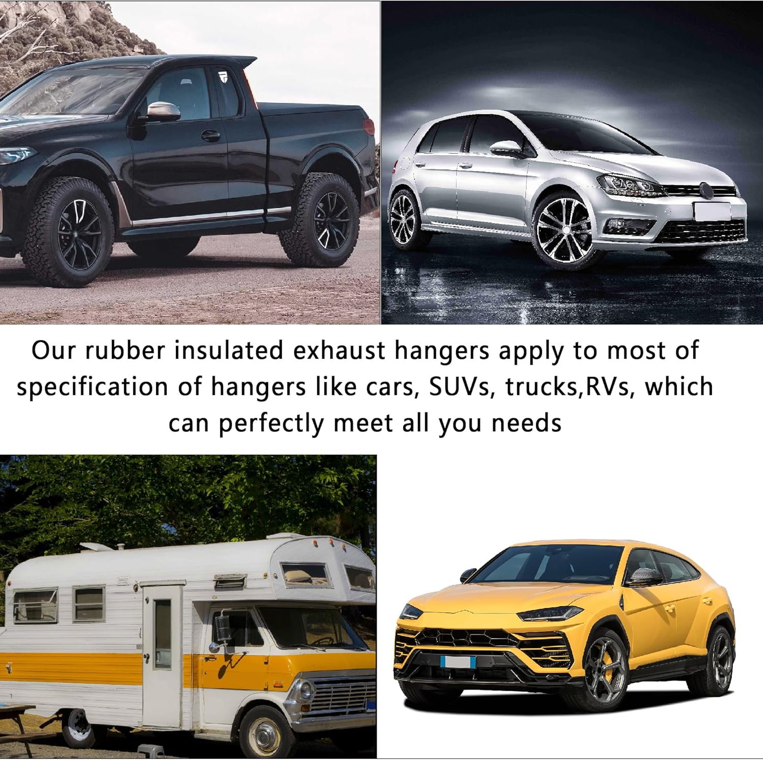 4 perchas de escape de goma con 2 agujeros, 0.472 pulgadas, ajuste universal para automóvil, camión, SUV, sistema de escape aislador, pieza de