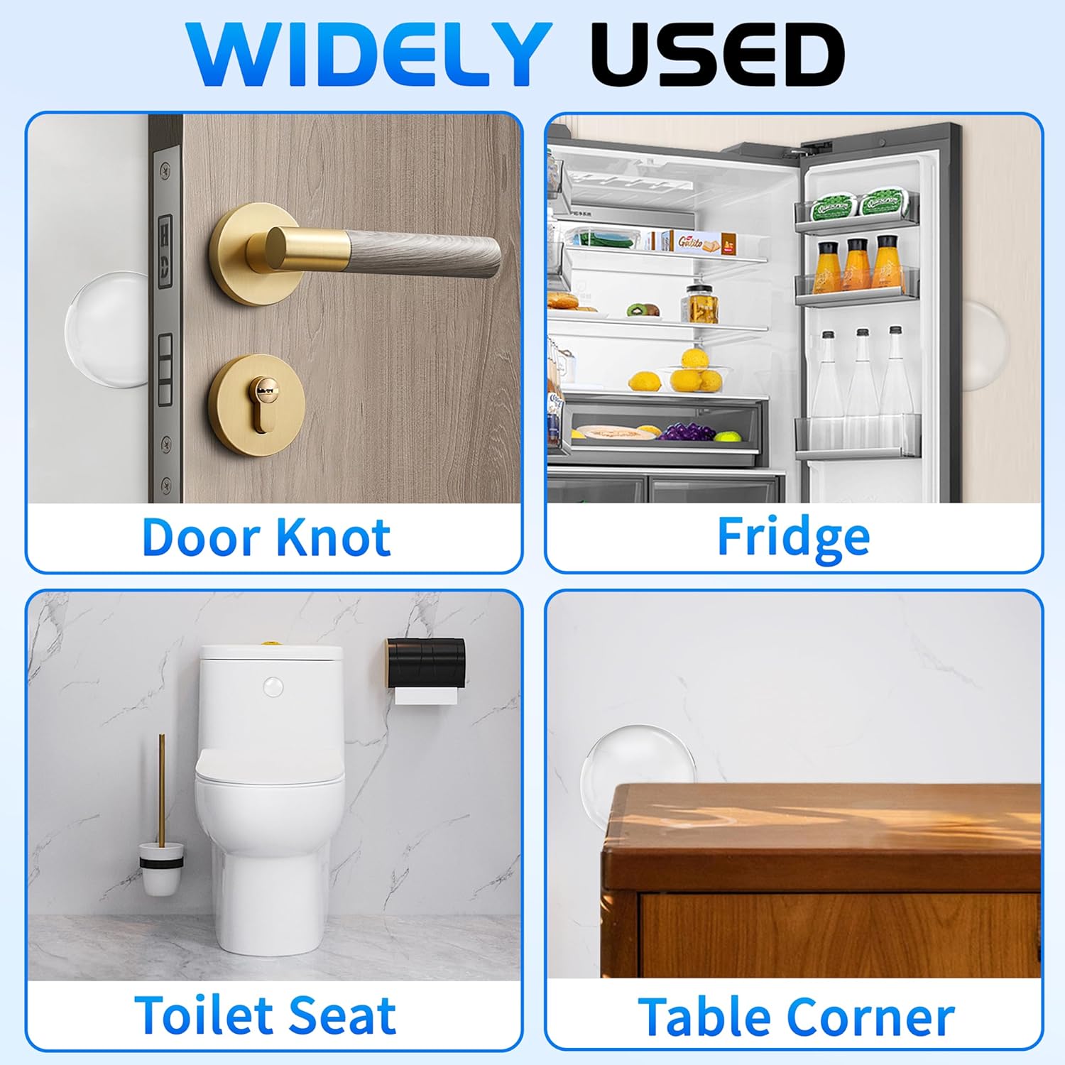 12 topes de puerta protectores de pared, protector de pared reutilizable para pomo de puerta, topes de puerta para pared con adhesivo