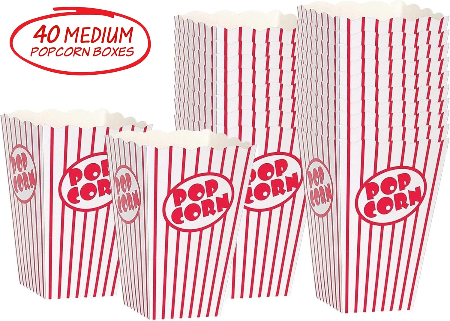 Kedudes Cajas de palomitas de maíz de noche de cine para fiesta (paquete de 40)  Cubos de papel para palomitas de maíz  Bolsas de palomitas de maíz