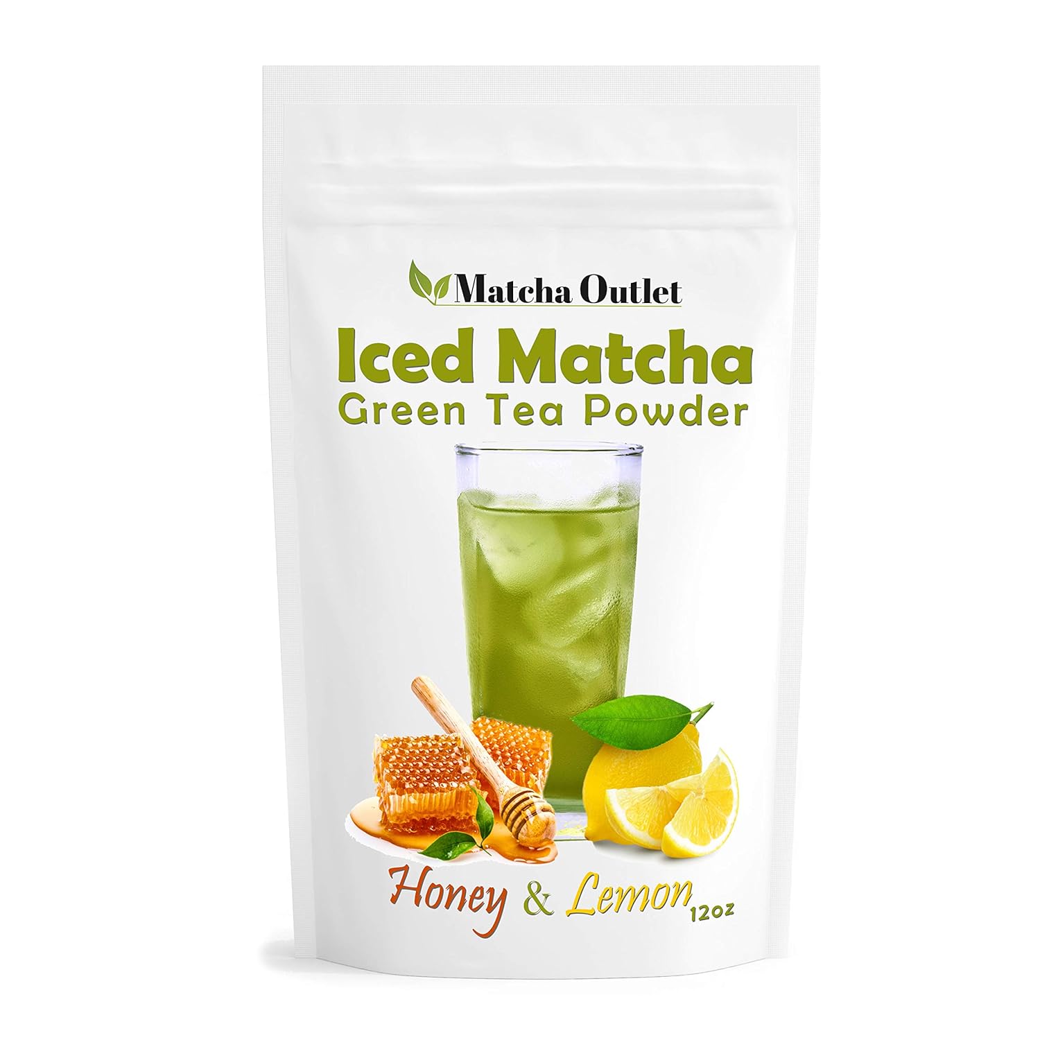 Polvo de té verde de limonada Matcha de 12 onzas, refrescante y totalmente natural, hecho con polvo de matcha japonés ceremonial miel y polvo de