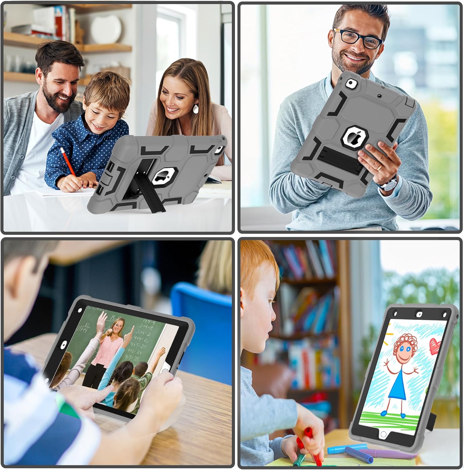 CCMAO Funda para iPad de 65 generación (9.7 pulgadas, 20182017), iPad Air de 2 generación (2014) con soporte, funda protectora híbrida a prueba de