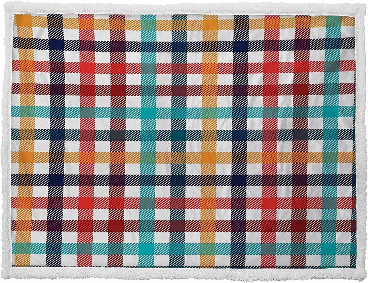 Manta Sherpa a cuadros, tamaño bebé, multicolor, reversible, suave y acogedora, perfecta para cama o sofá, 30 x 40 pulgadas