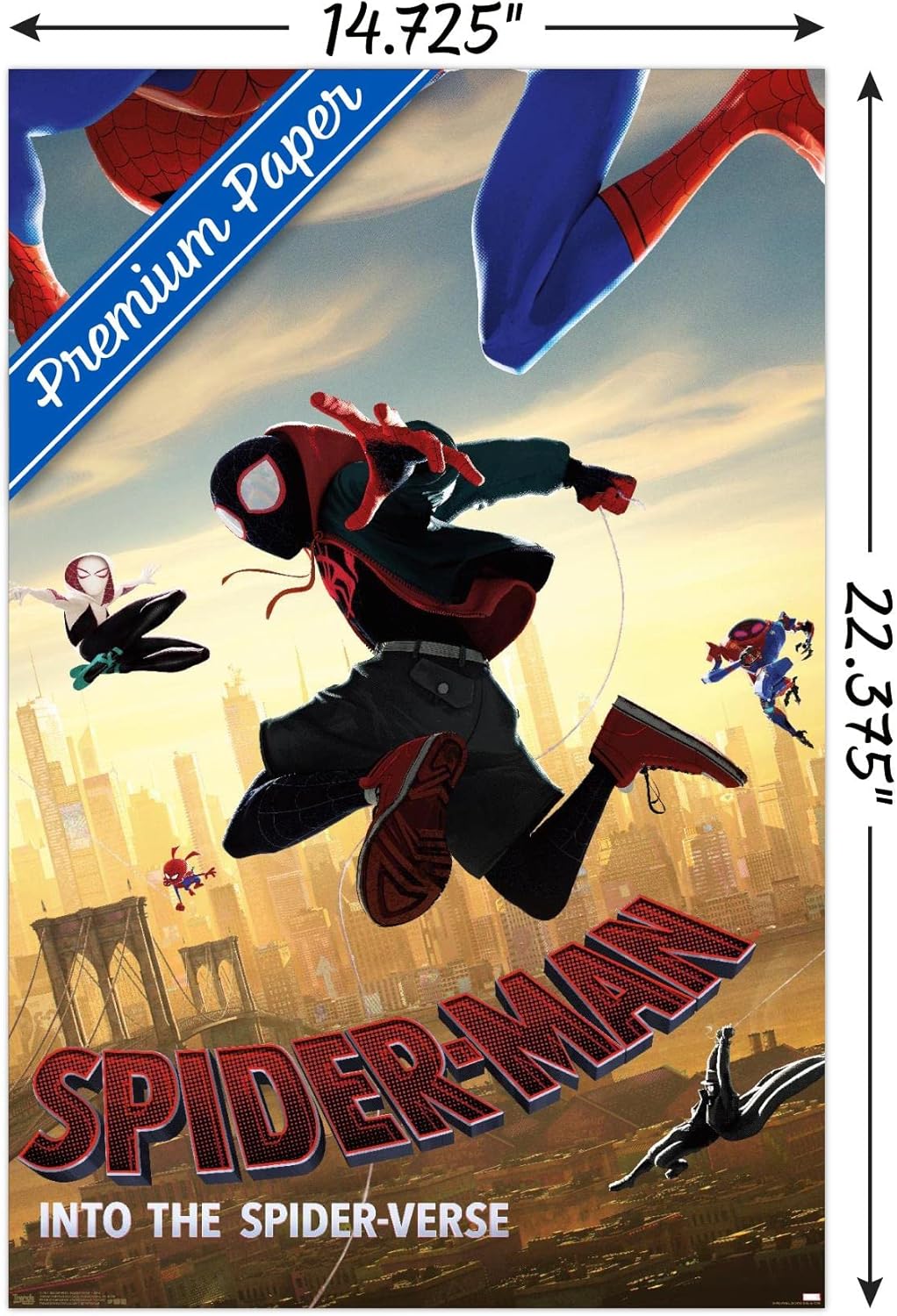 Trends International Marvel MCU – Póster de pared de buceo, Spider-Man – Into The Spider-Verse – 14.725 x 22.375 pulgadas, versión premium sin marco