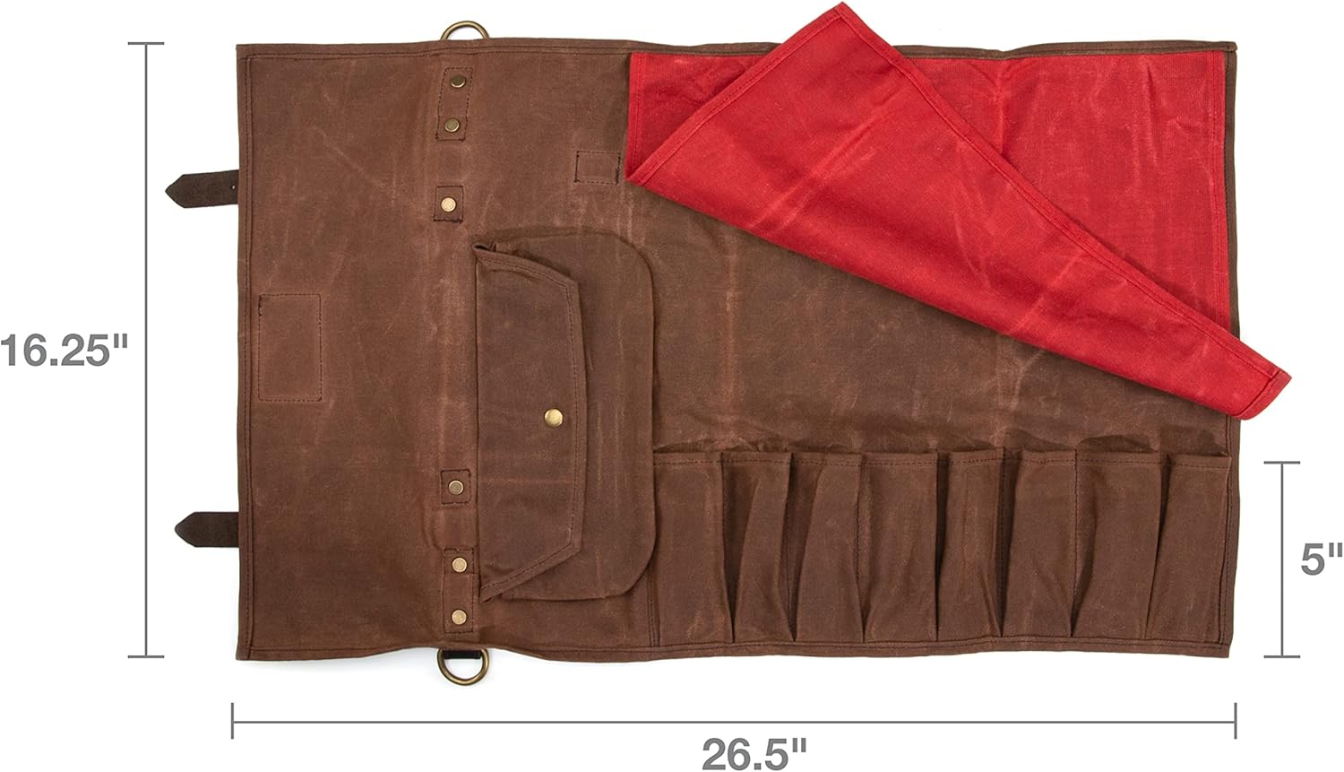 Dickies Organizador portátil para cuchillos de chef y rollo de almacenamiento de cubiertos, lona encerada y cuero, tamaño mediano