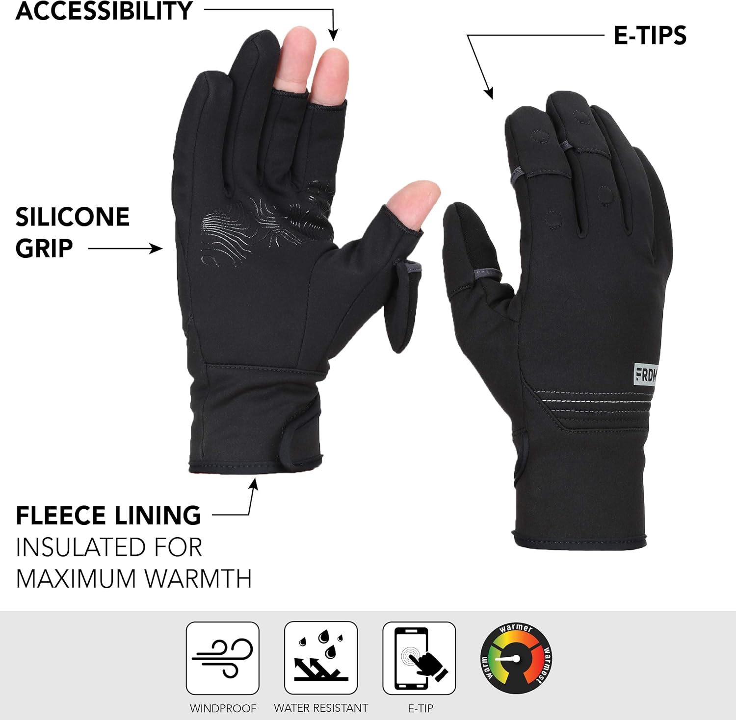 FRDM Guantes híbridos convertibles resistentes al viento, pantalla táctil, fotografía, senderismo, ciclismo, actividades al aire libre, para hombres