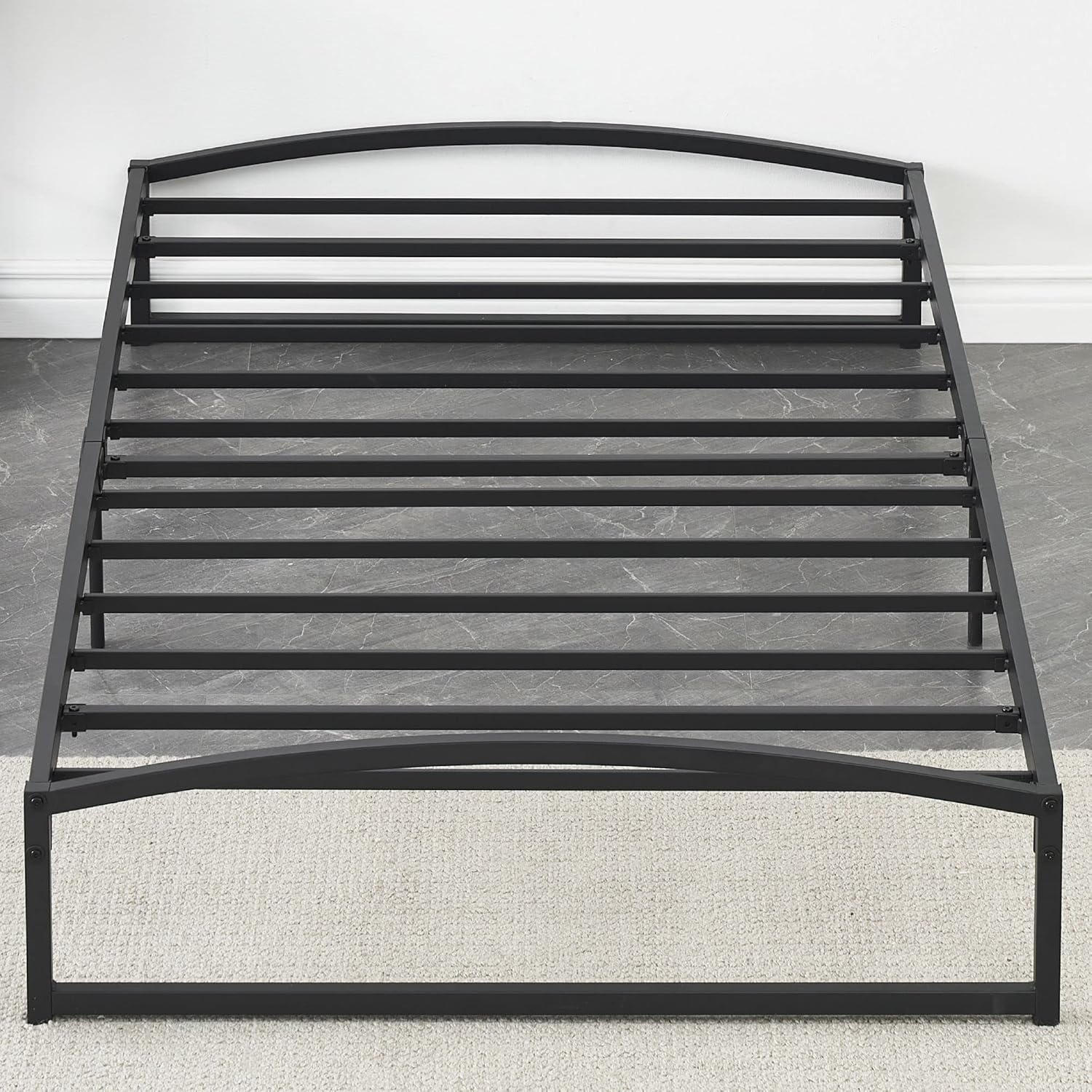 Base de cama de plataforma de metal de 10 pulgadas tamaño individual con soporte de listones de acero resistente, base de colchón, no necesita