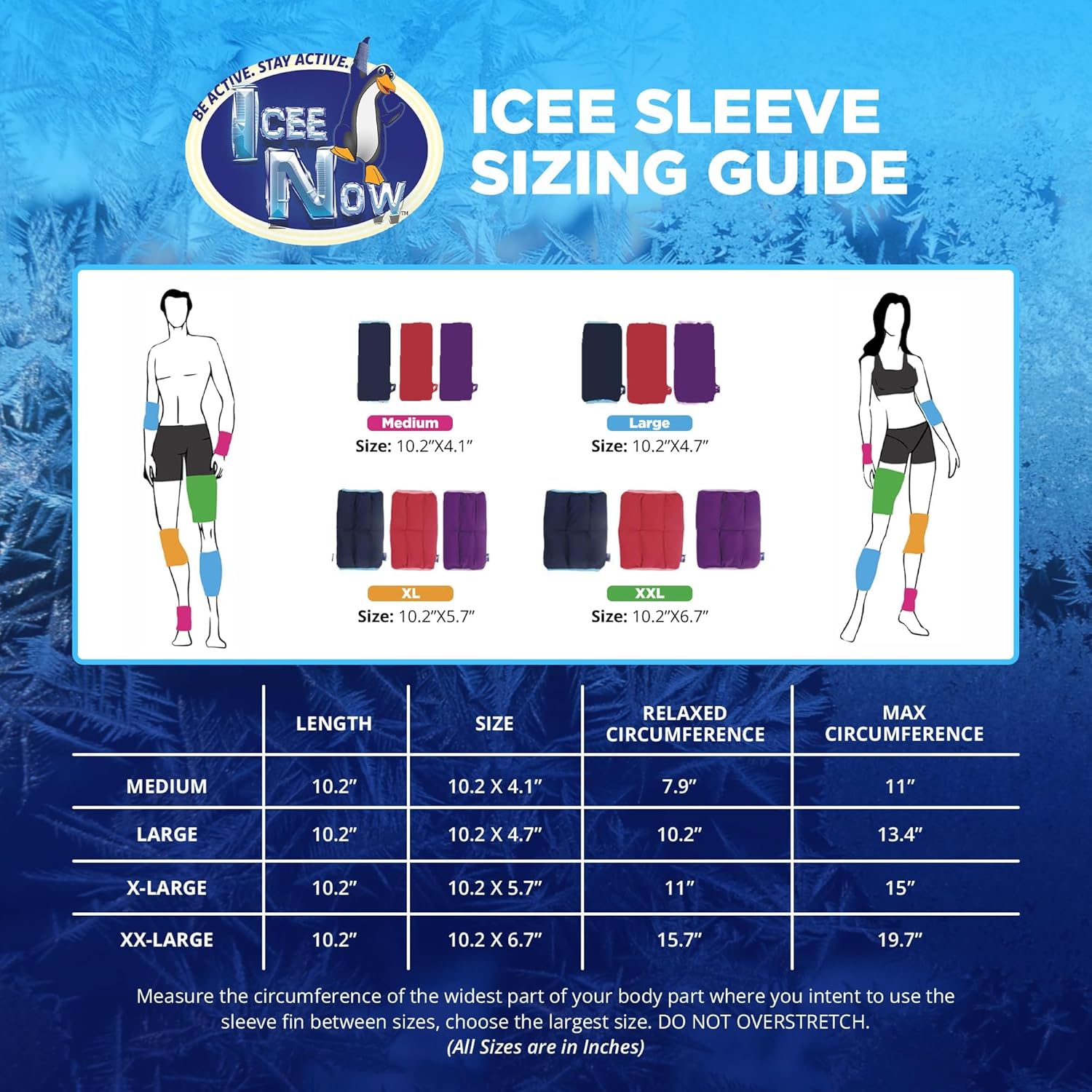 IceeNOW – Manga de hielo, envoltura de hielo para rodilla, manga de compresión de férula de espinilla, paquete de hielo para bíceps y pantorrillas,