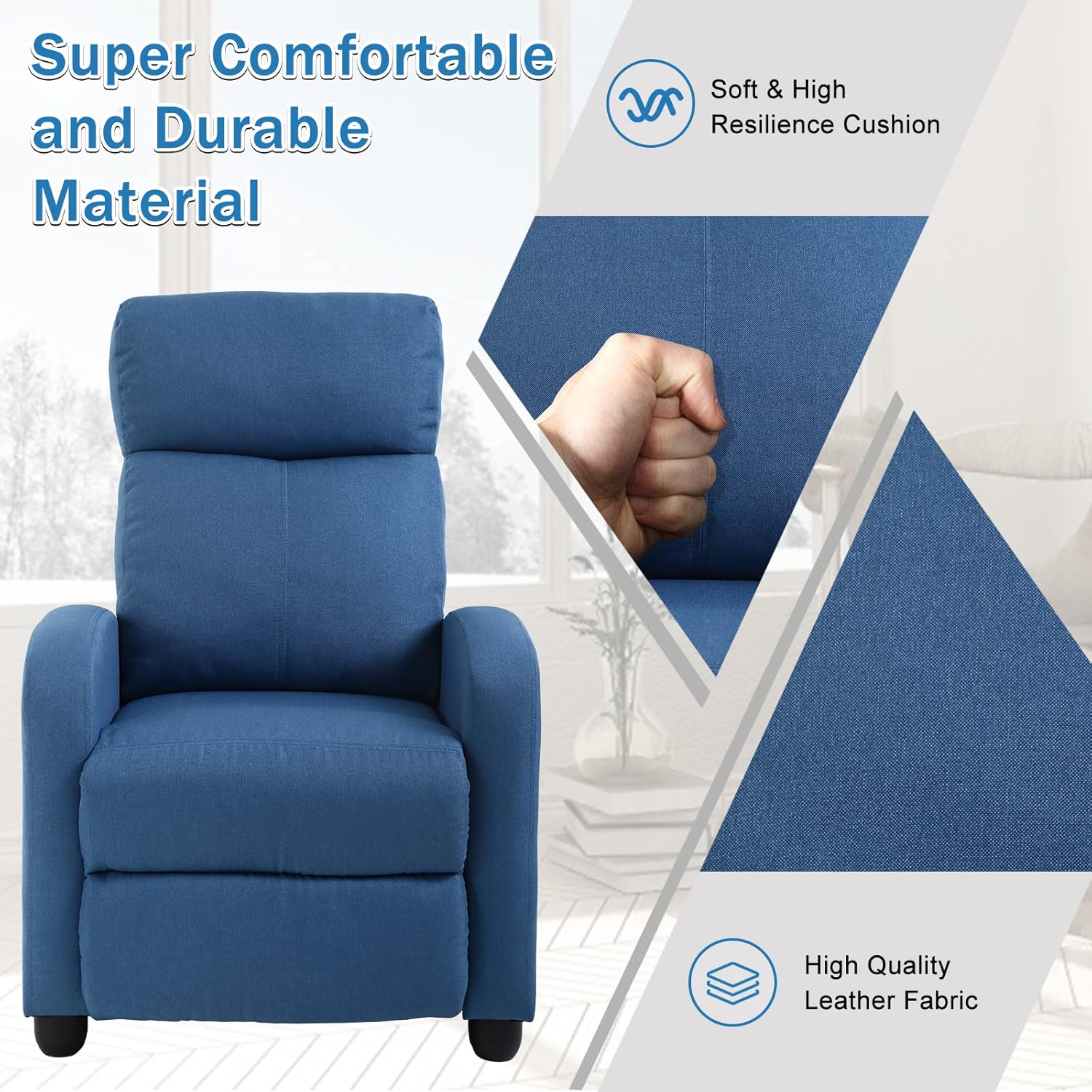 Sillón reclinable moderno reclinable para sala de estar, Winback, sofá individual, silla de lectura, asiento de cine en casa, sillón de masaje