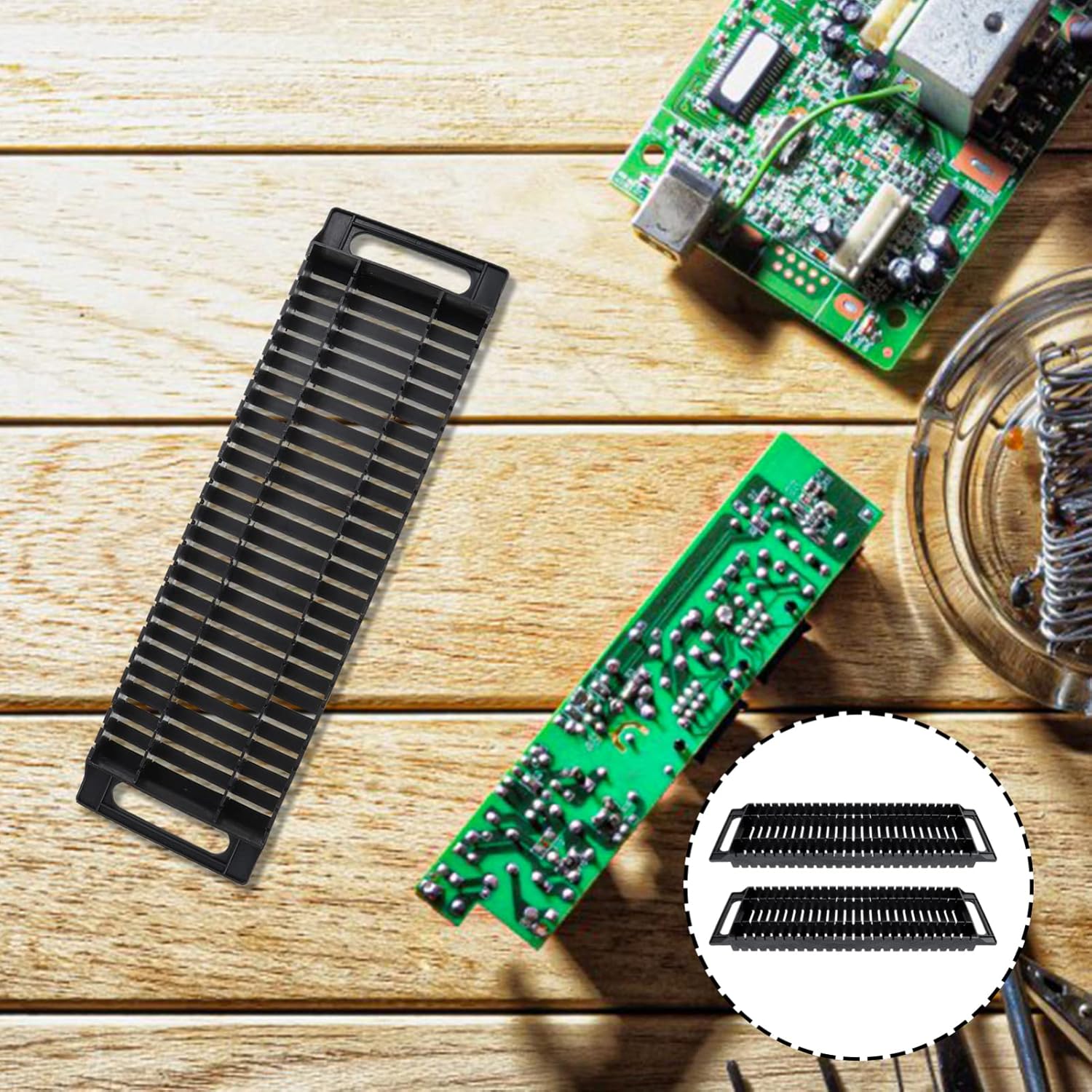 2 piezas de soporte de barra antiestática, bandeja de PCB antiestática, estante ESD, estantes de rotación de almacenamiento de 25 estantes