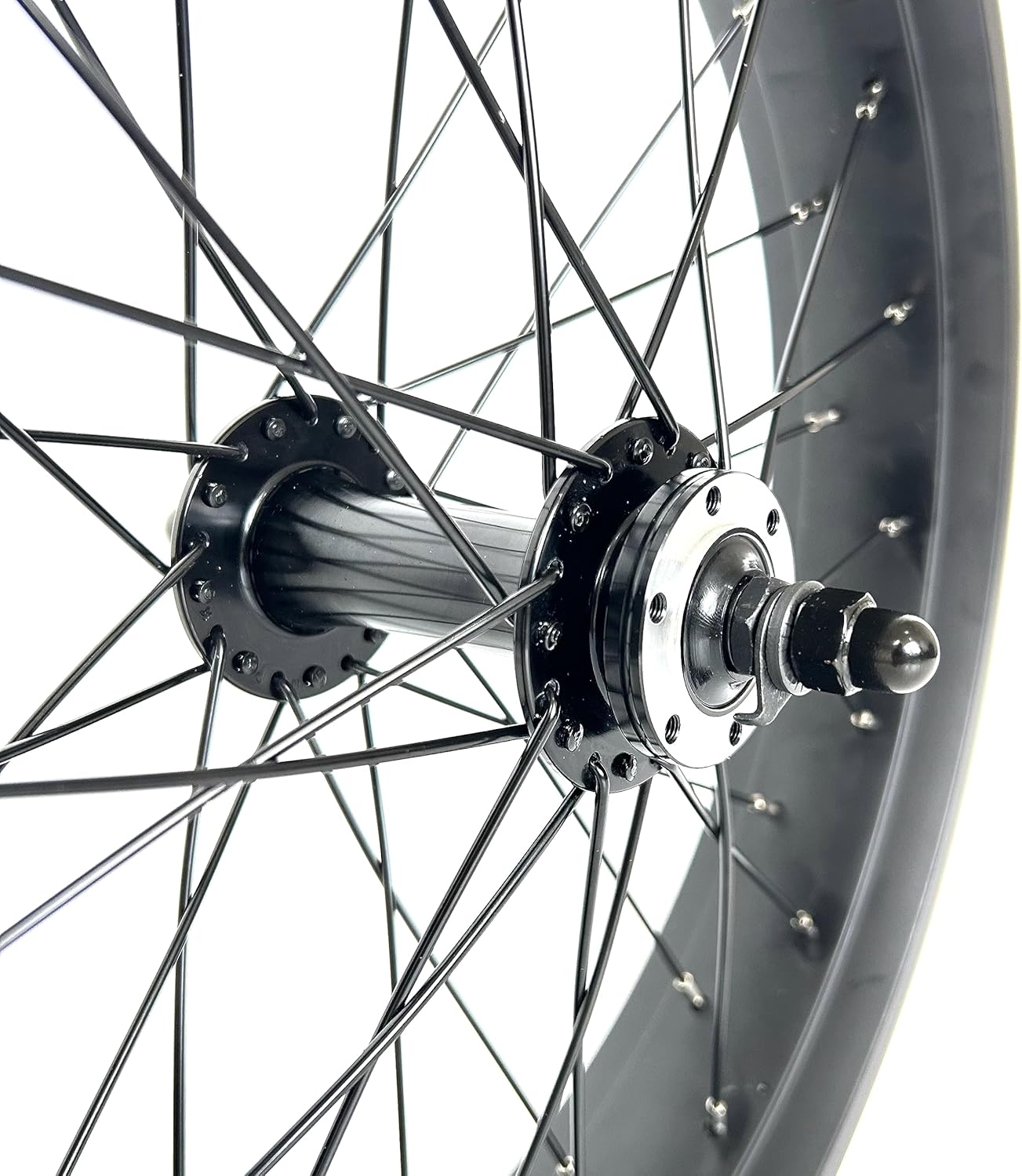 SZWEDI 20×4.0 Rueda de bicicleta delantera gorda en bicicleta de nieve 20 pulgadas doble pared doble cojinete cubo 36x12G radios 5.315 in caída