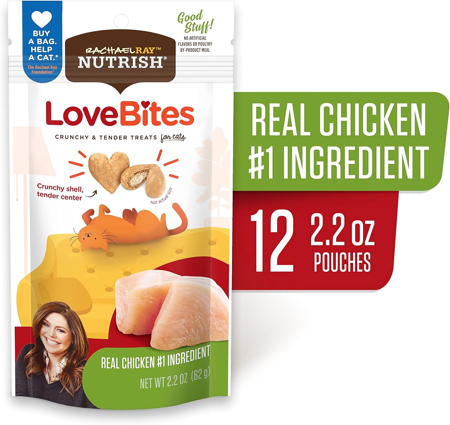 Rachael Ray Nutrish Love Bites Cat Treats, Chicken, 2.2 Ounce (Pack of 12)